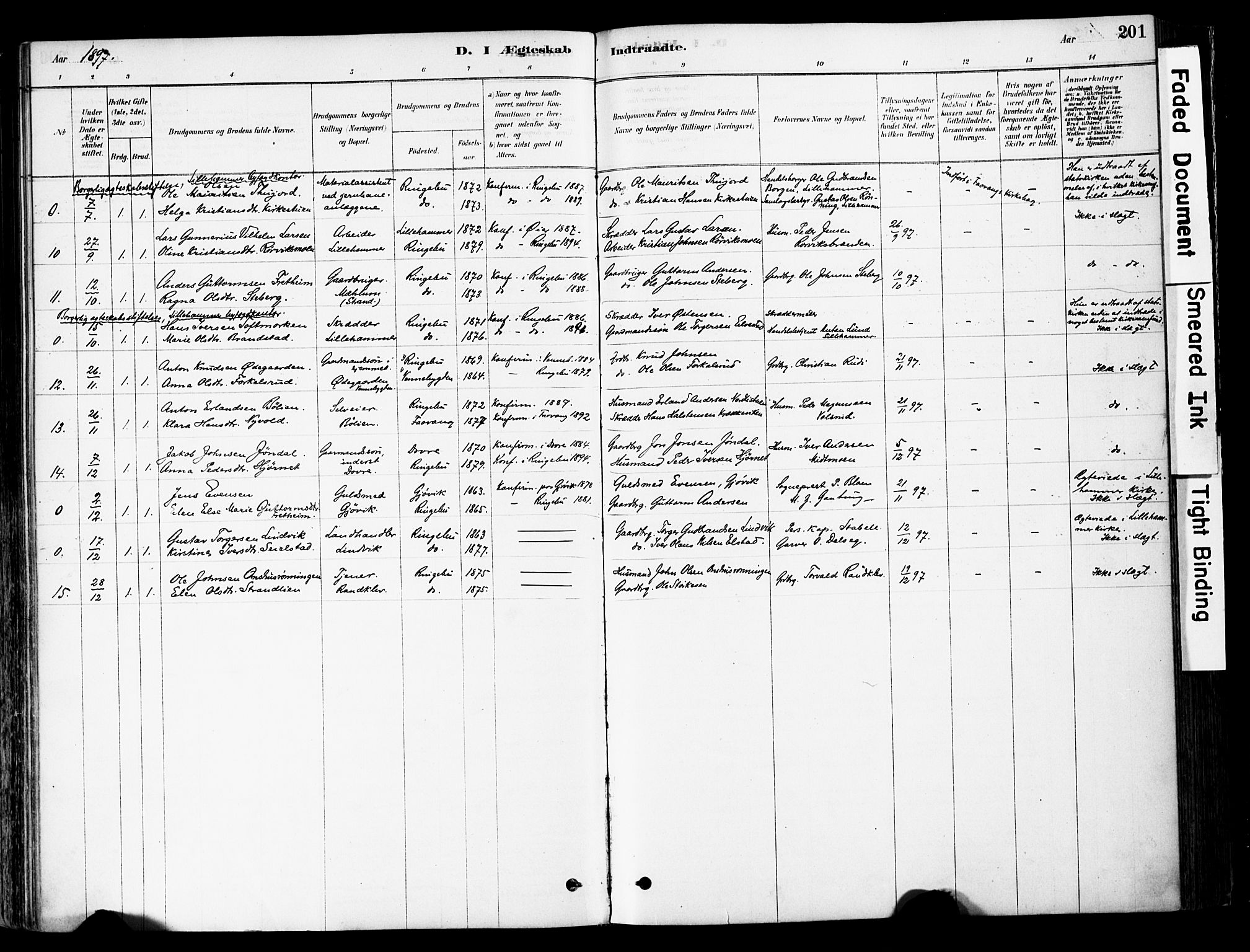 Ringebu prestekontor, AV/SAH-PREST-082/H/Ha/Haa/L0008: Parish register (official) no. 8, 1878-1898, p. 201