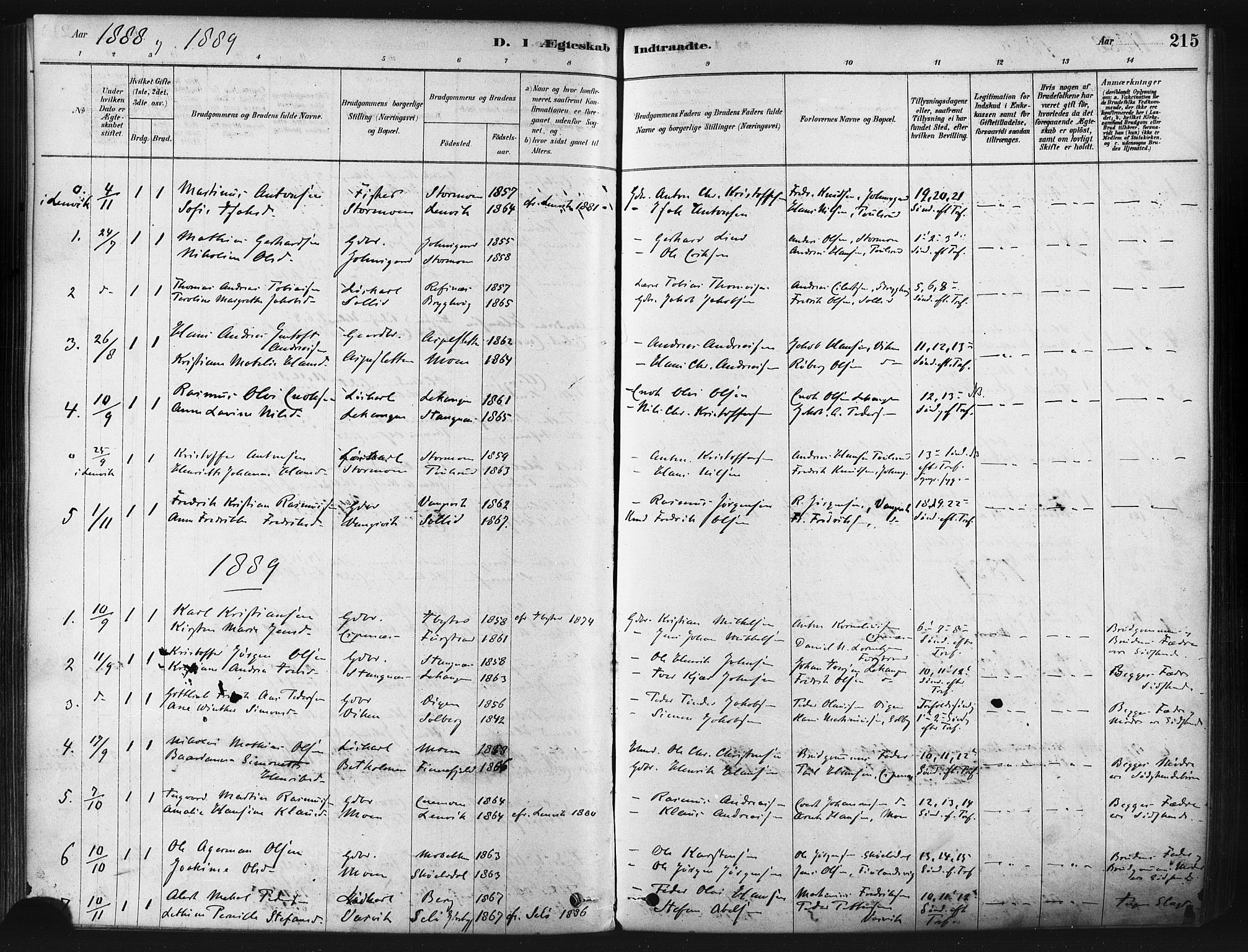 Tranøy sokneprestkontor, SATØ/S-1313/I/Ia/Iaa/L0009kirke: Parish register (official) no. 9, 1878-1904, p. 215