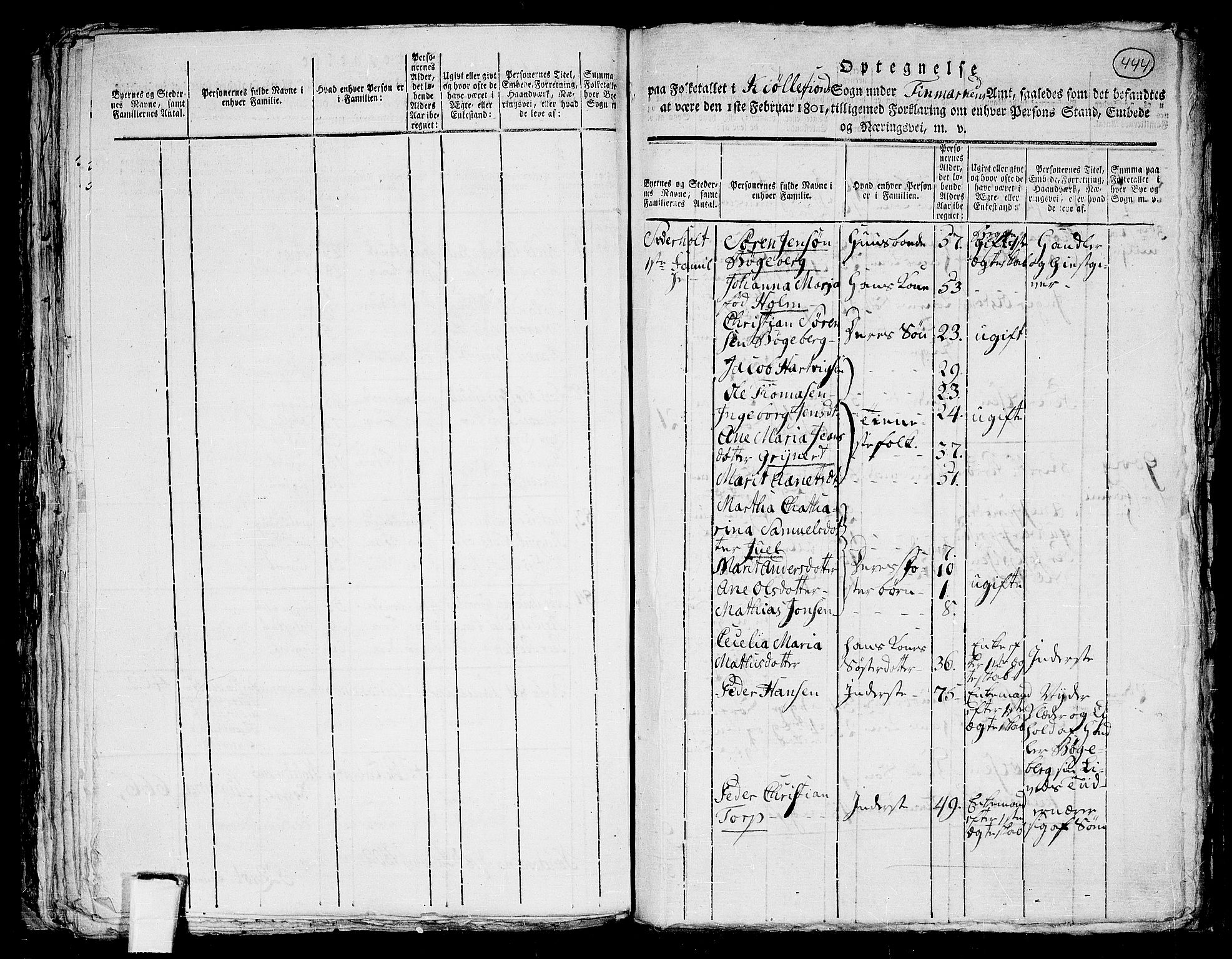 RA, 1801 census for 2022P Kjøllefjord, 1801, p. 443b-444a