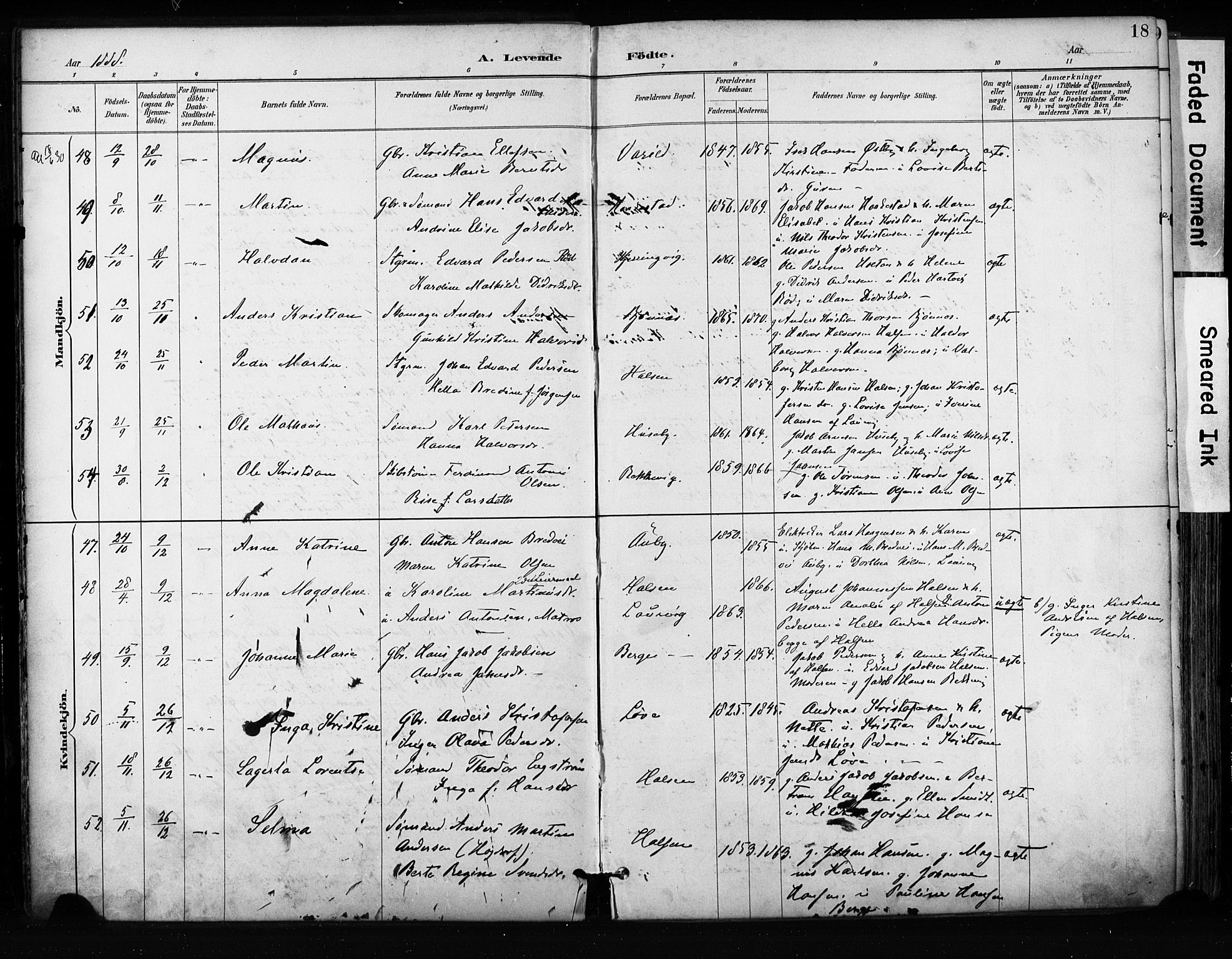 Tjølling kirkebøker, AV/SAKO-A-60/F/Fa/L0009: Parish register (official) no. 9, 1887-1905, p. 18