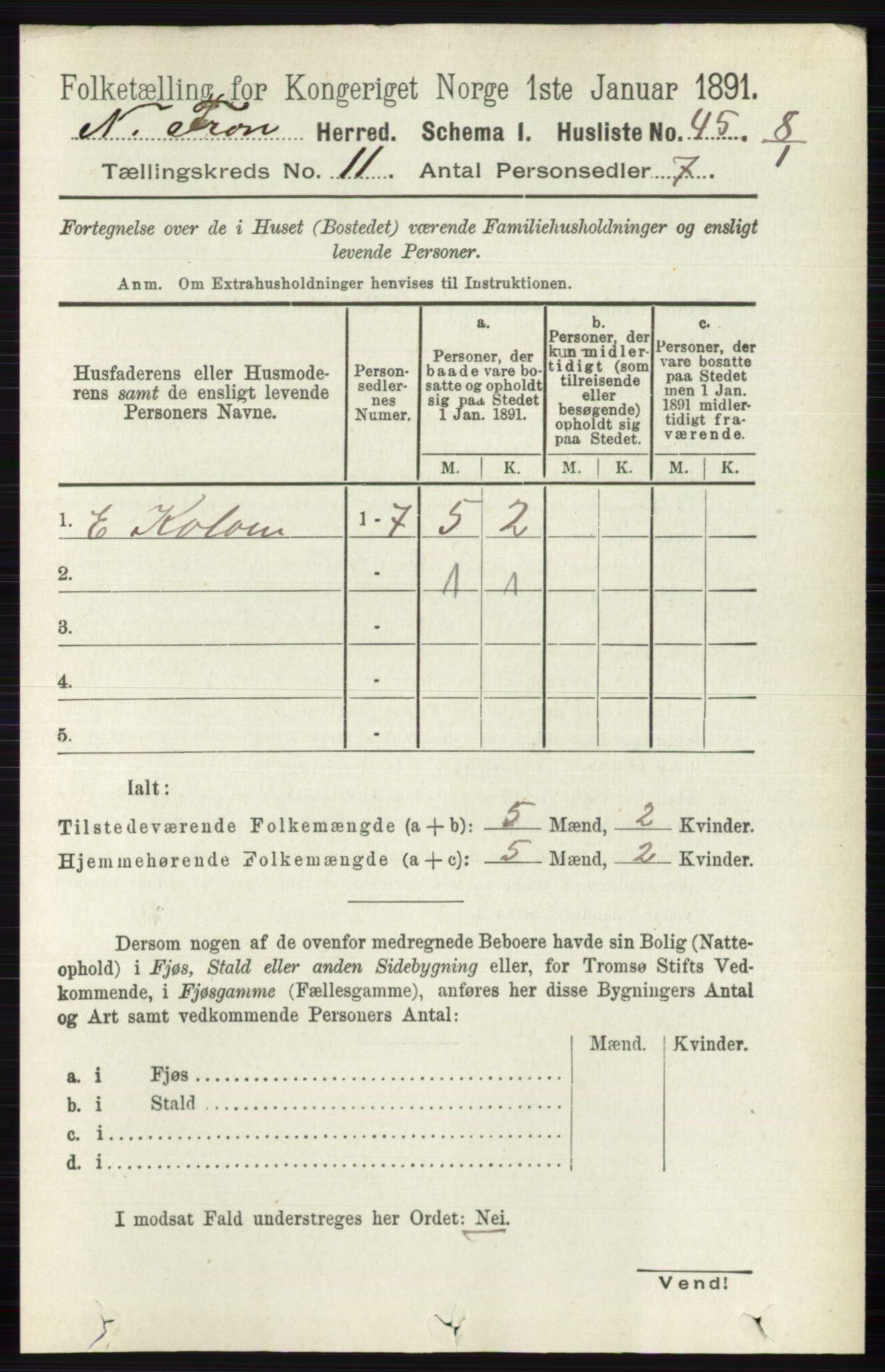 RA, 1891 census for 0518 Nord-Fron, 1891, p. 4825