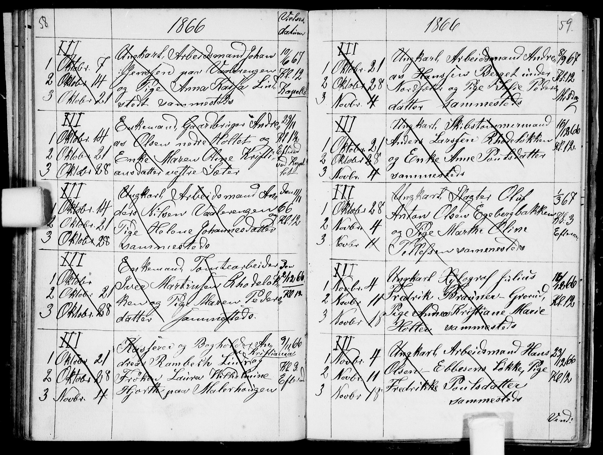 Østre Aker prestekontor Kirkebøker, AV/SAO-A-10840/H/Ha/L0002: Banns register no. I 2, 1861-1872, p. 58-59