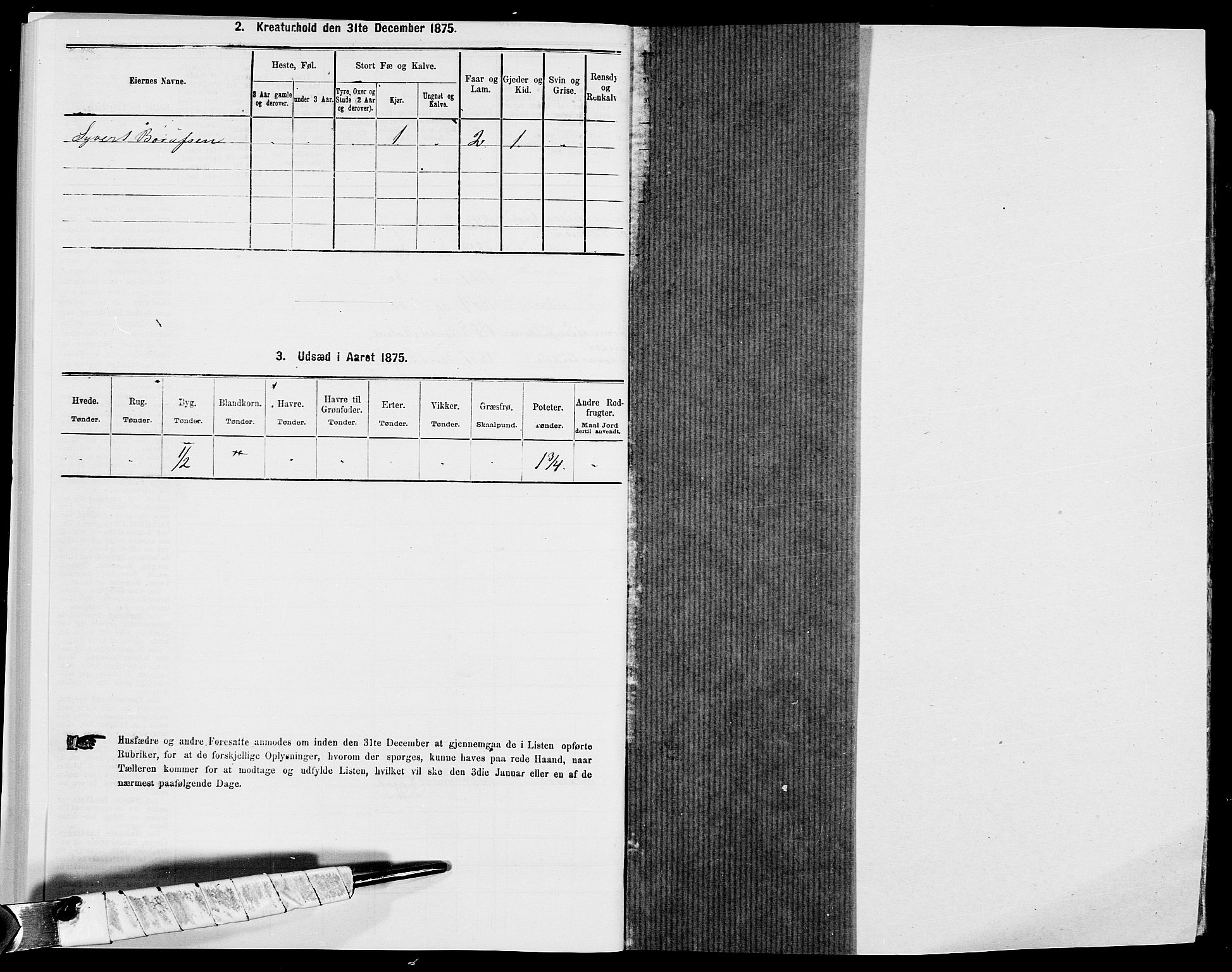 SAK, 1875 census for 1013P Tveit, 1875, p. 658