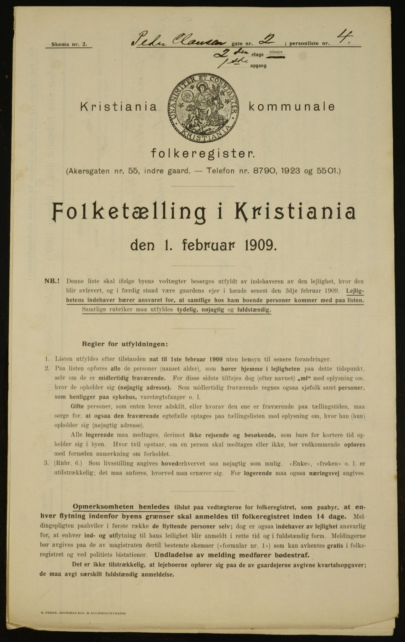 OBA, Municipal Census 1909 for Kristiania, 1909, p. 71339