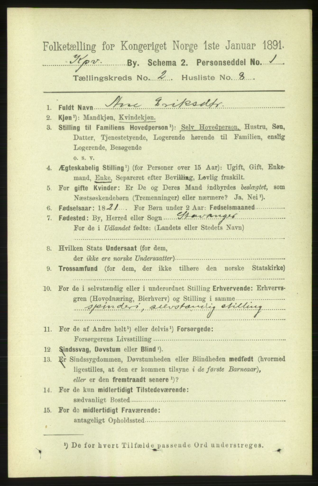 RA, 1891 census for 1105 Kopervik, 1891, p. 173