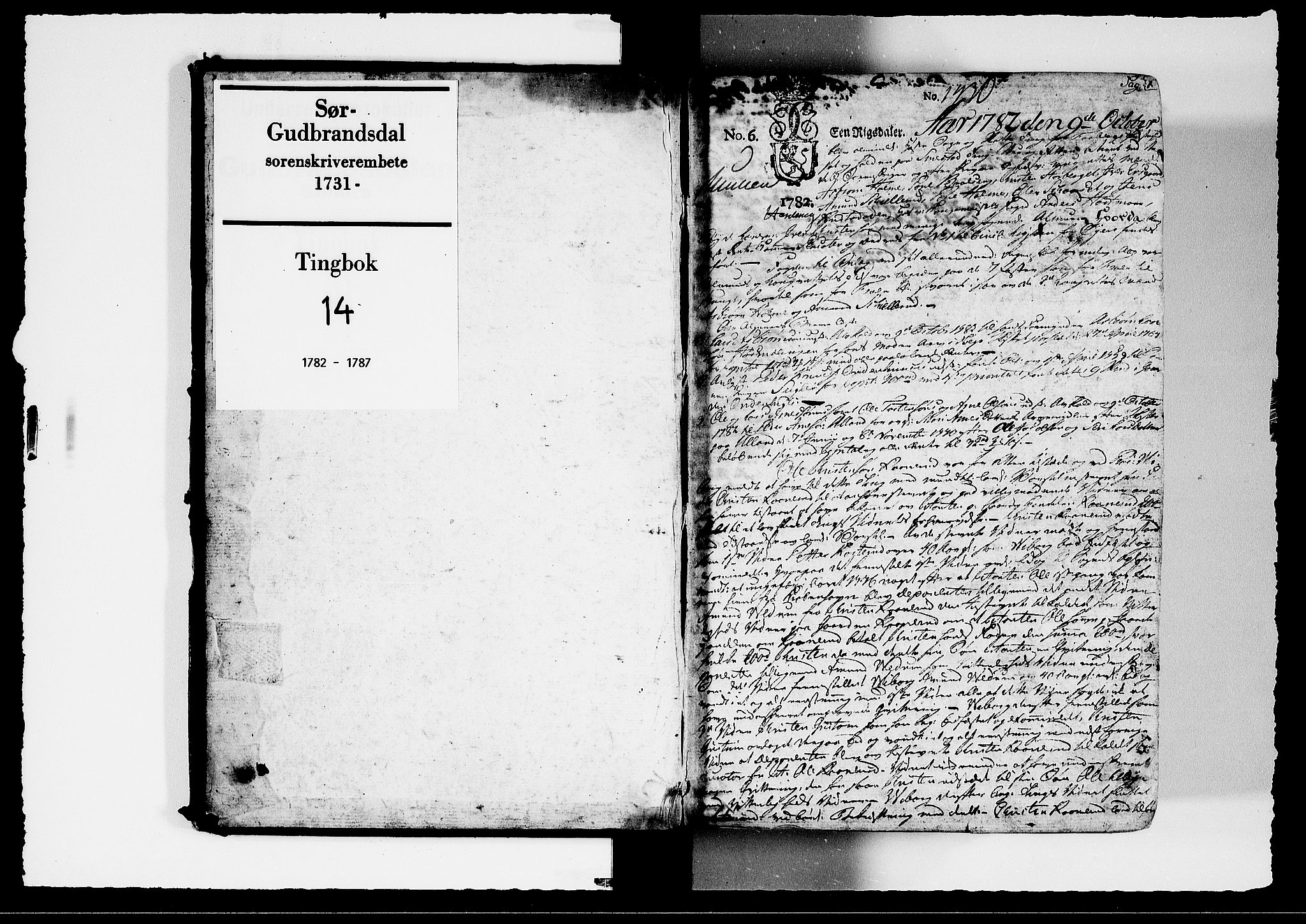 Sør-Gudbrandsdal tingrett, SAH/TING-004/G/Gb/Gba/L0014: Tingbok, 1782-1787, p. 0b-1a