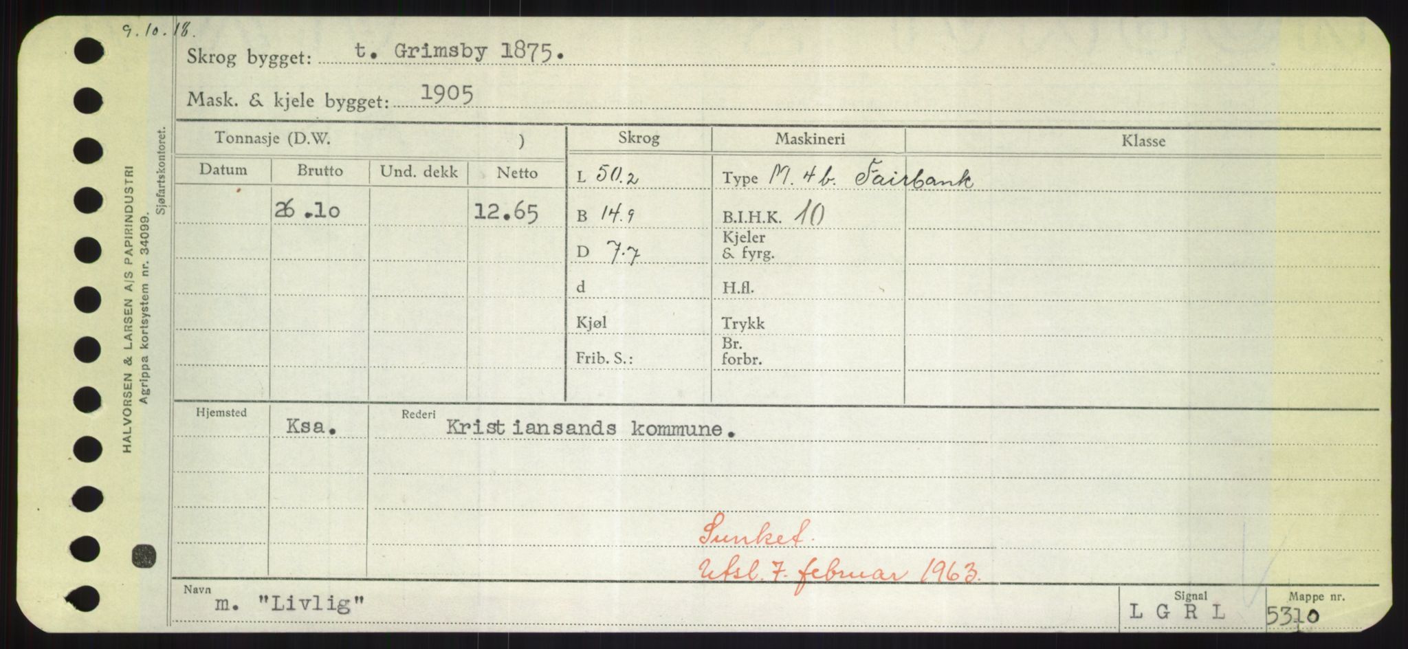 Sjøfartsdirektoratet med forløpere, Skipsmålingen, RA/S-1627/H/Hd/L0023: Fartøy, Lia-Løv, p. 265