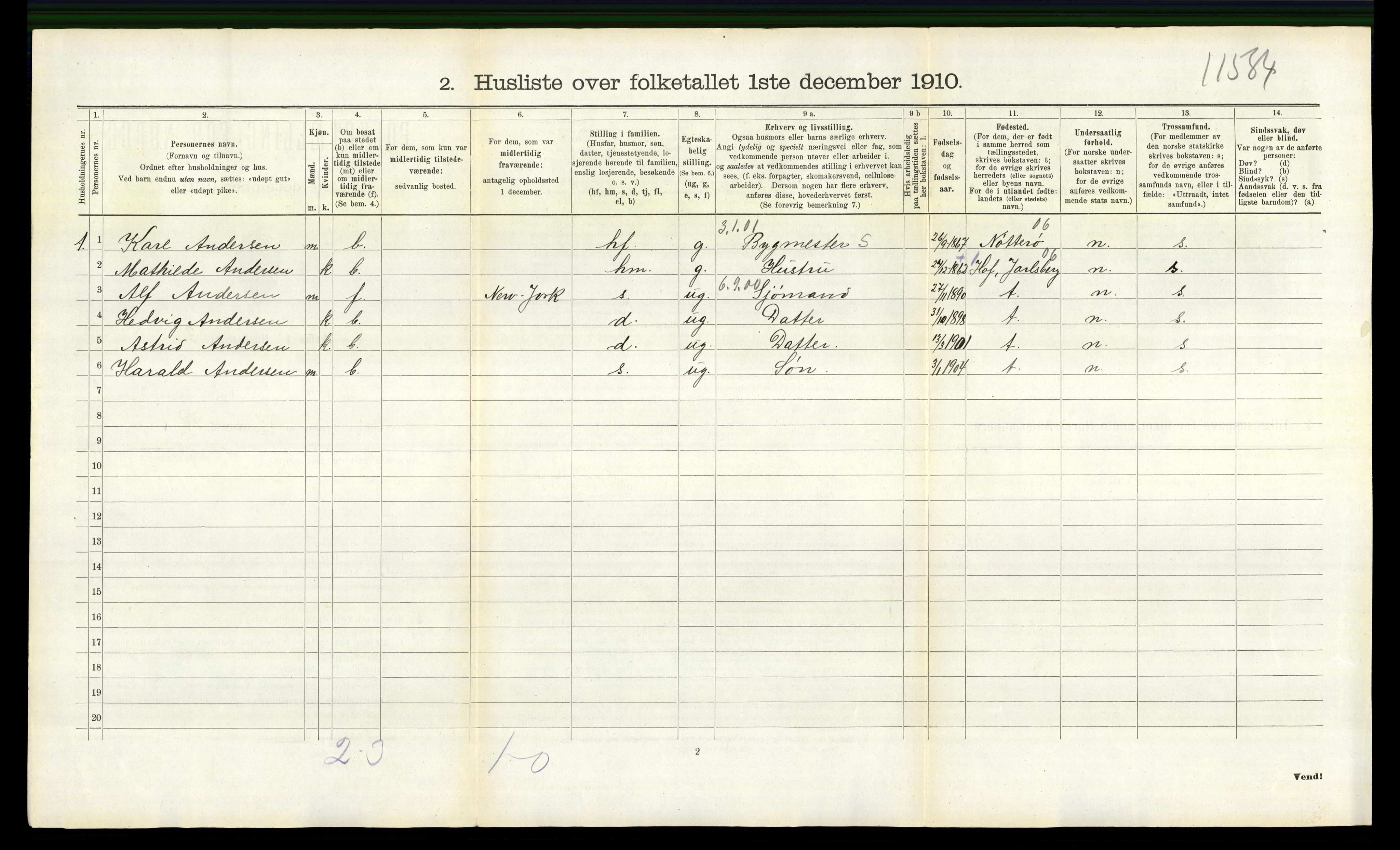 RA, 1910 census for Sem, 1910, p. 2323