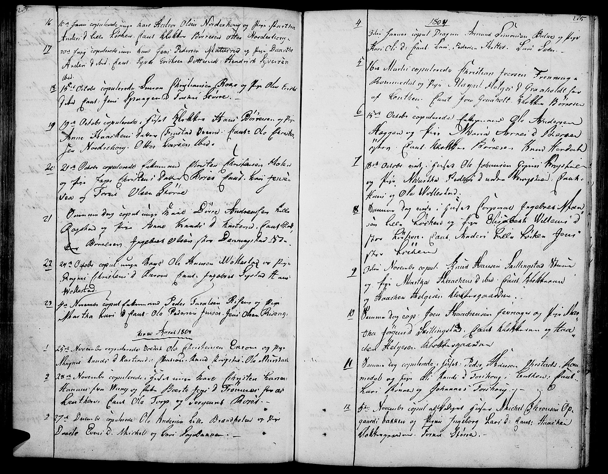 Løten prestekontor, SAH/PREST-022/K/Ka/L0004: Parish register (official) no. 4, 1801-1814, p. 204-205