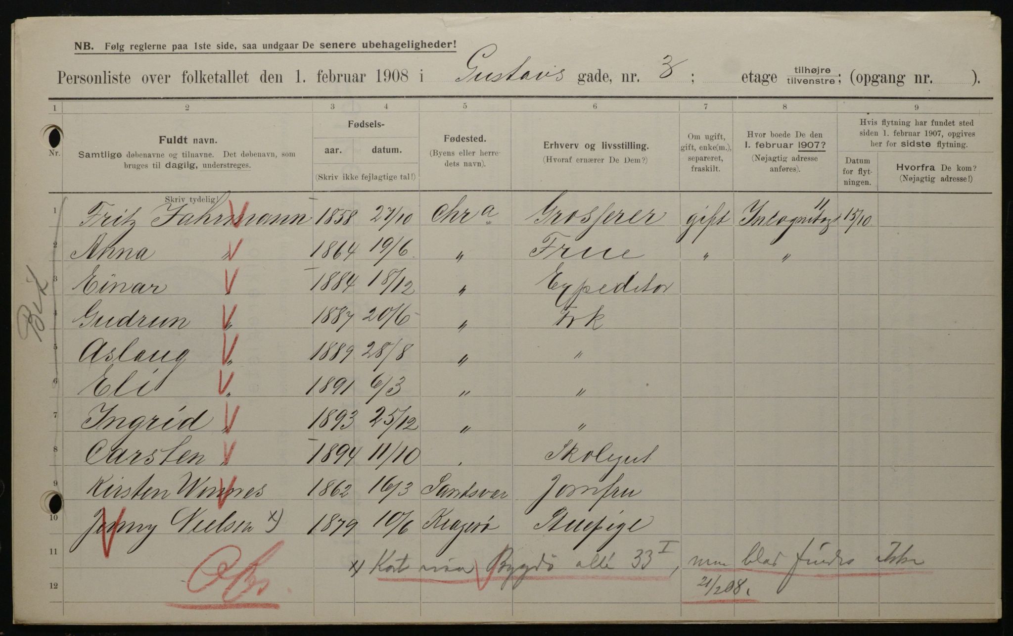 OBA, Municipal Census 1908 for Kristiania, 1908, p. 29314