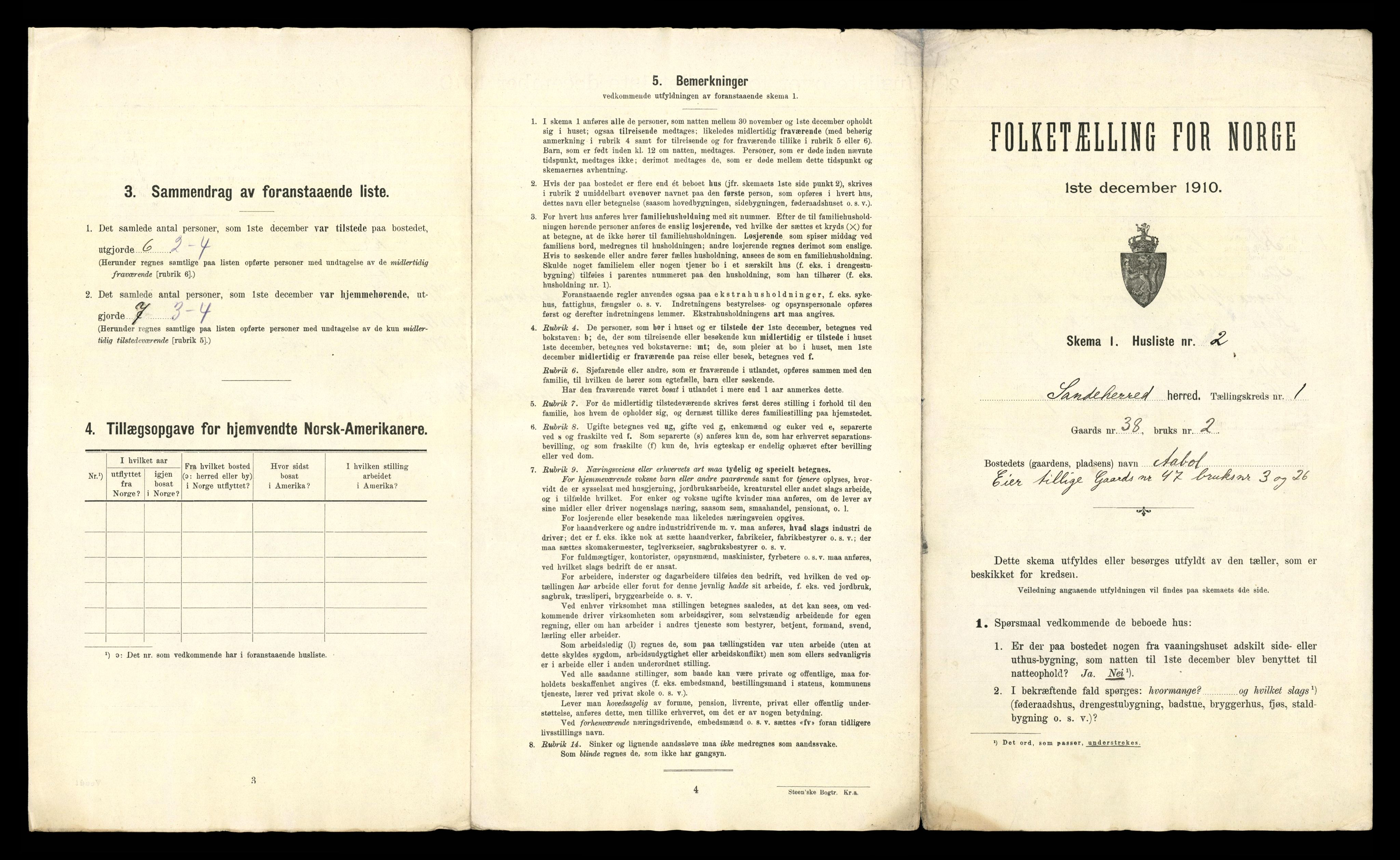 RA, 1910 census for Sandeherred, 1910, p. 67