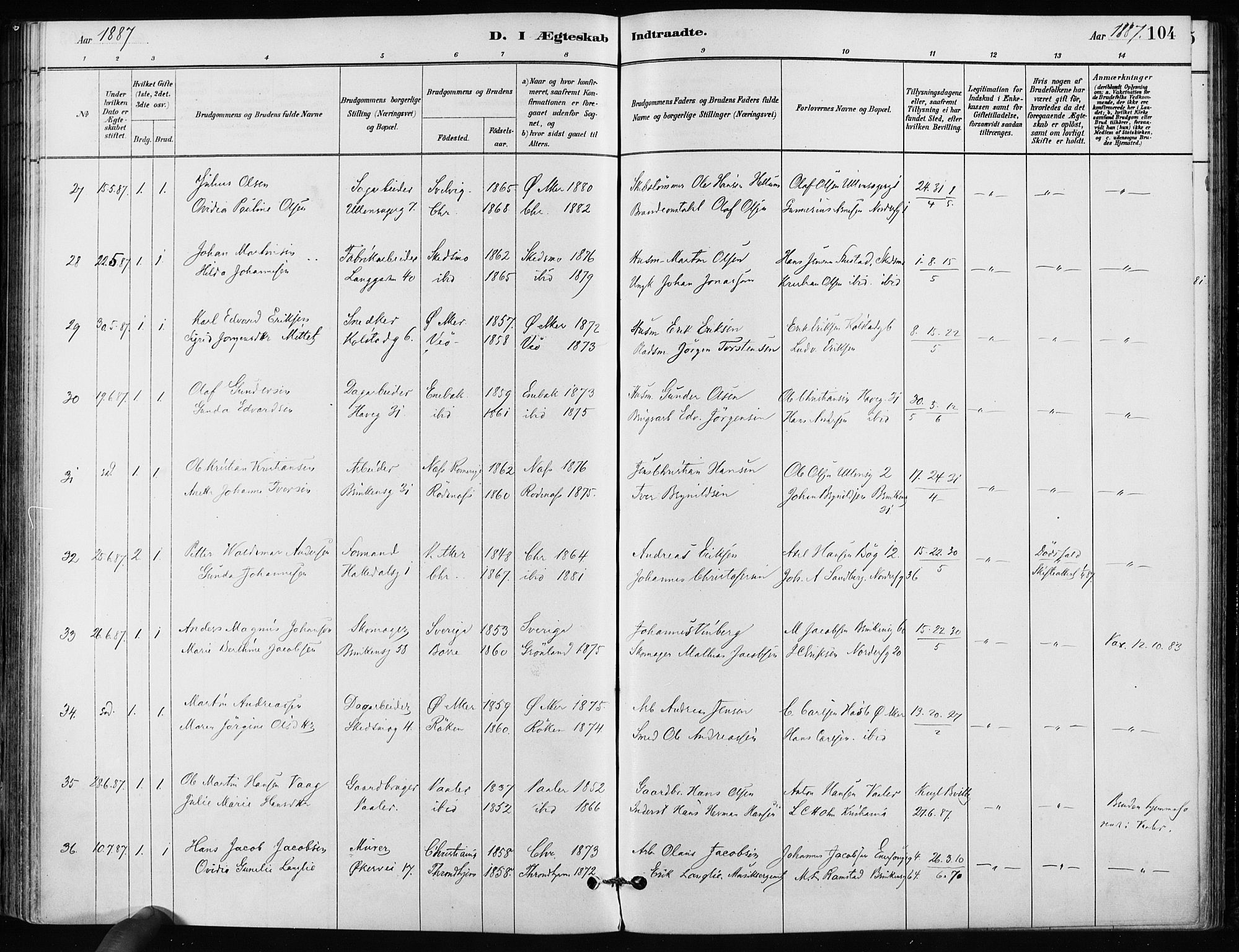 Kampen prestekontor Kirkebøker, AV/SAO-A-10853/F/Fa/L0002: Parish register (official) no. I 2, 1880-1888, p. 104