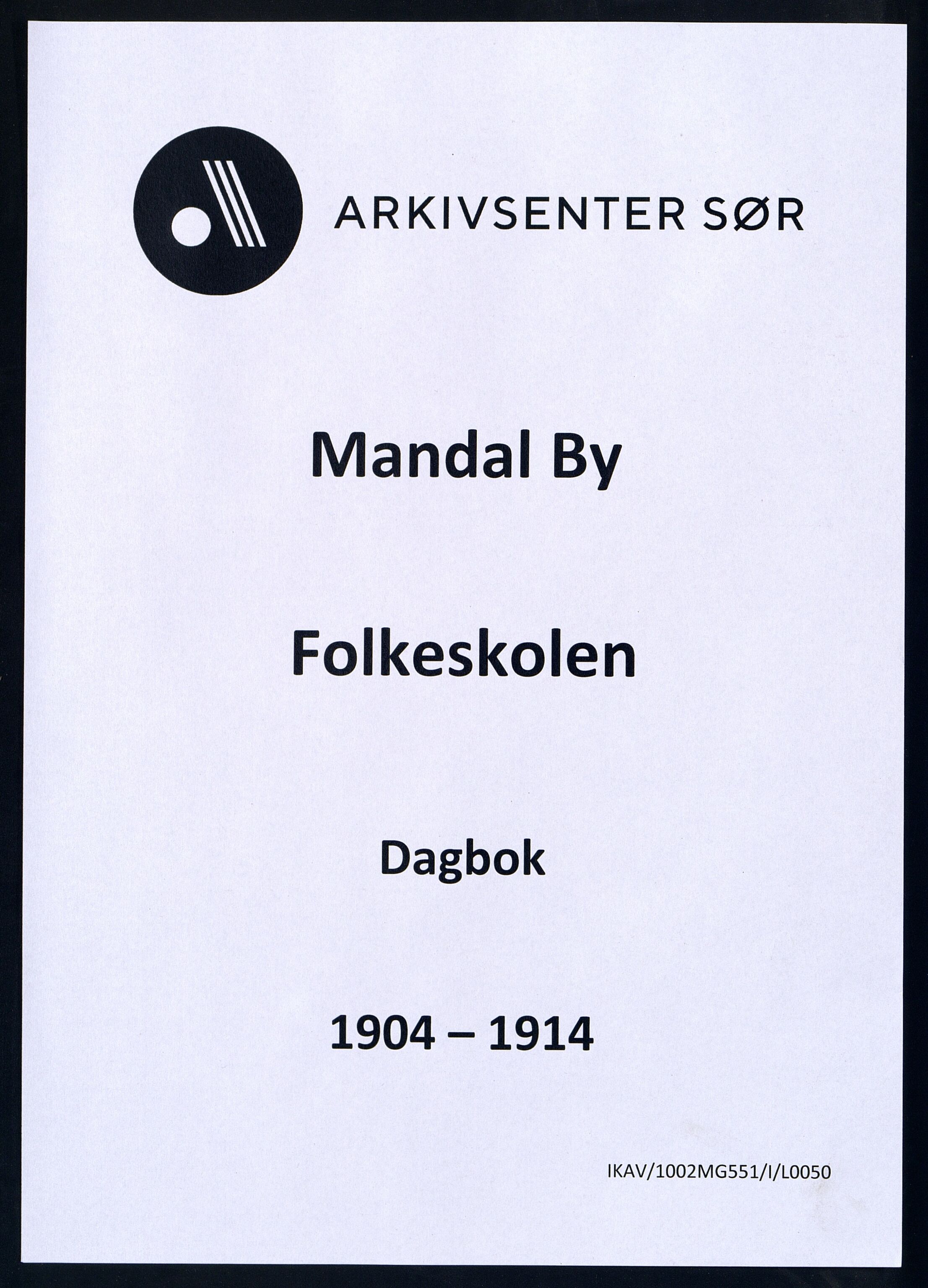 Mandal By - Mandal Allmueskole/Folkeskole/Skole, ARKSOR/1002MG551/I/L0050: Dagbok, 1904-1914