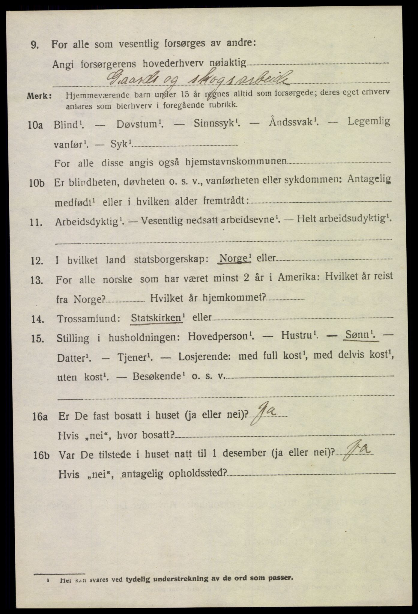 SAK, 1920 census for Mykland, 1920, p. 1661