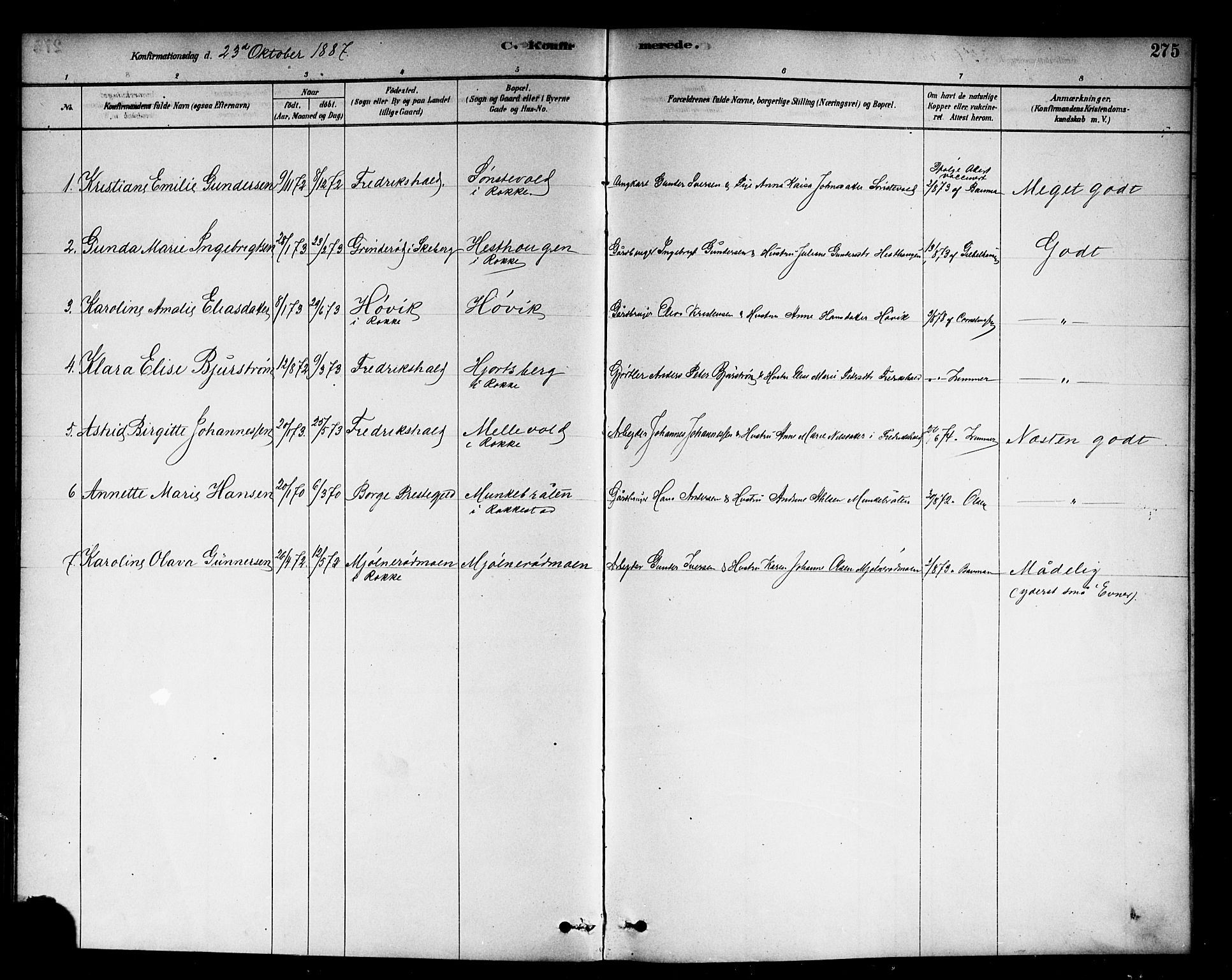 Berg prestekontor Kirkebøker, AV/SAO-A-10902/F/Fc/L0001: Parish register (official) no. III 1, 1878-1887, p. 275