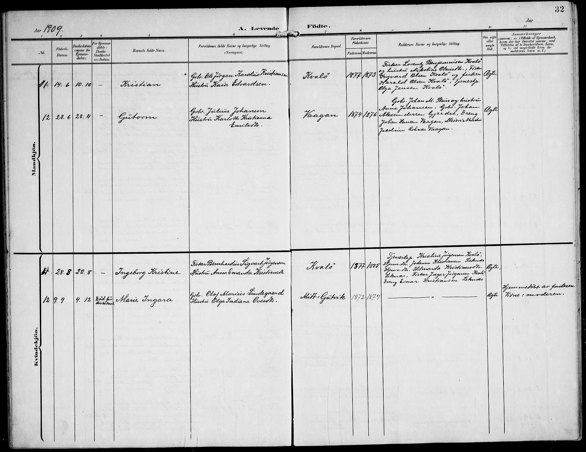 Ministerialprotokoller, klokkerbøker og fødselsregistre - Nord-Trøndelag, AV/SAT-A-1458/788/L0698: Parish register (official) no. 788A05, 1902-1921, p. 32