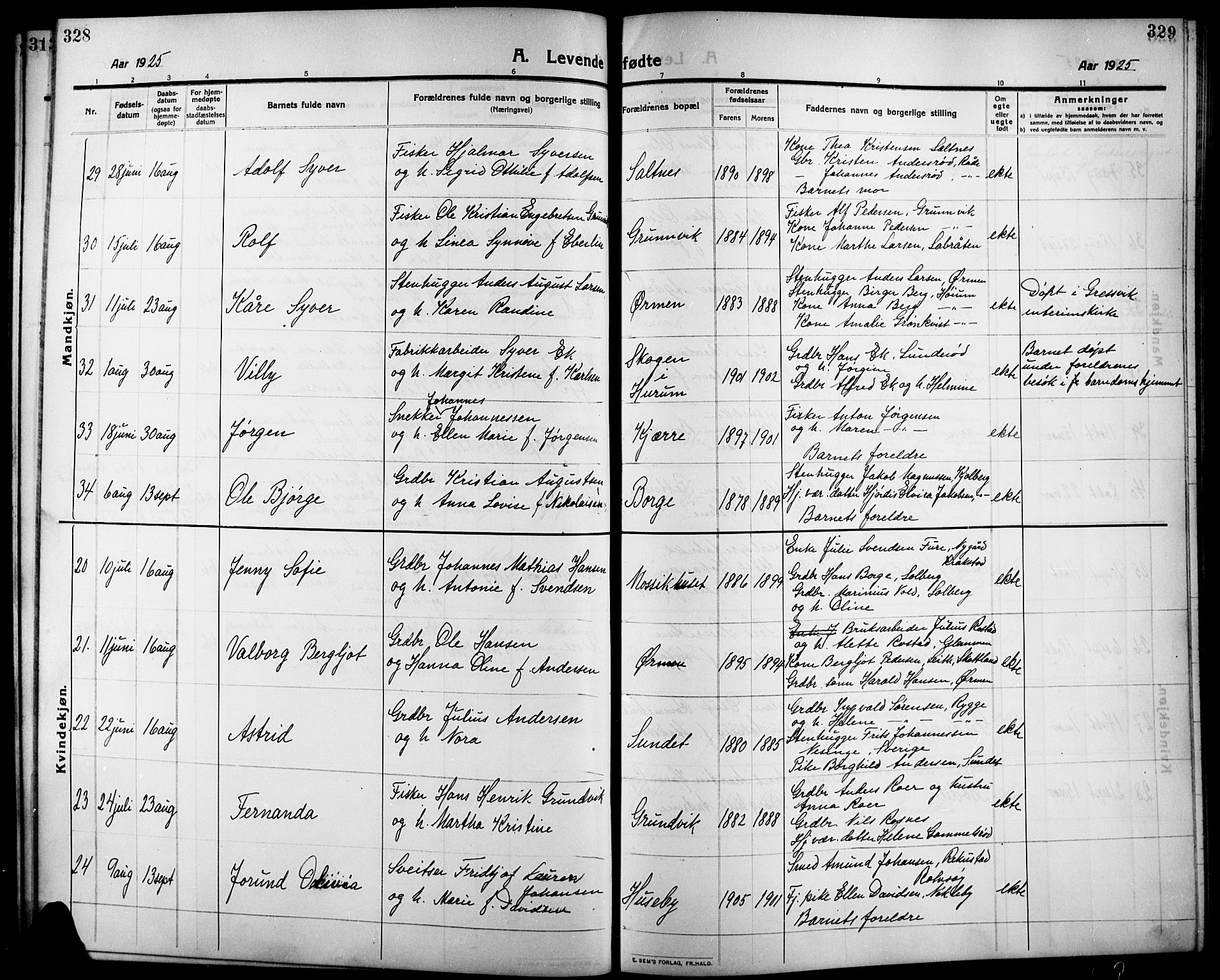 Onsøy prestekontor Kirkebøker, AV/SAO-A-10914/G/Ga/L0003: Parish register (copy) no. I 3, 1910-1926, p. 328-329