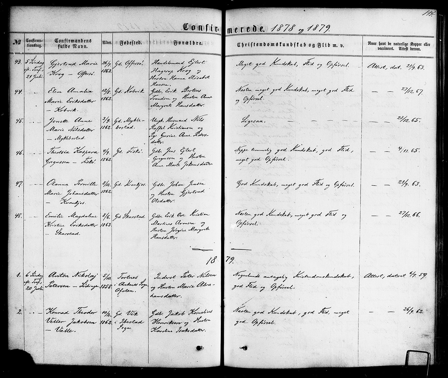 Ministerialprotokoller, klokkerbøker og fødselsregistre - Nordland, AV/SAT-A-1459/872/L1034: Parish register (official) no. 872A09, 1864-1884, p. 194