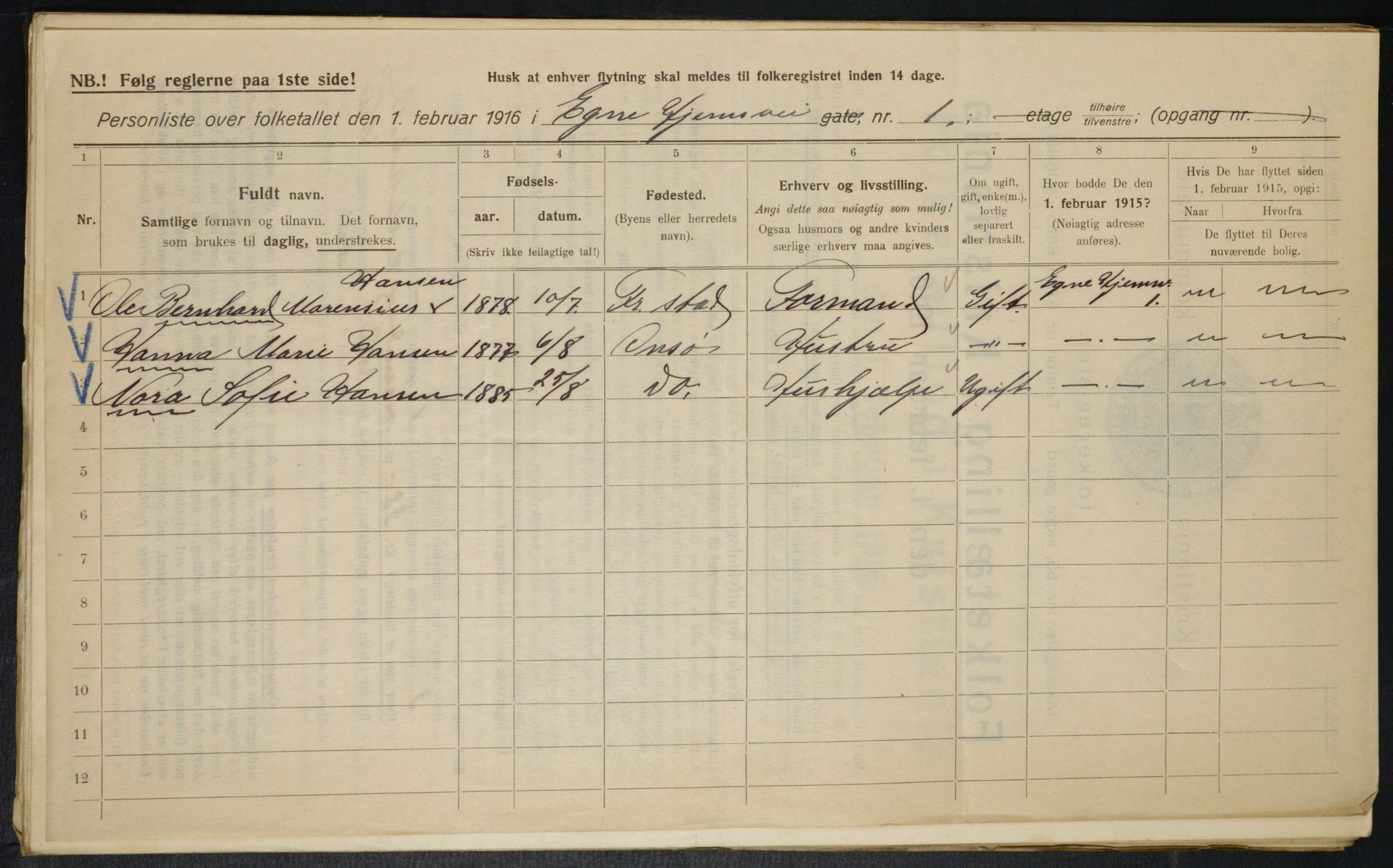 OBA, Municipal Census 1916 for Kristiania, 1916, p. 18971