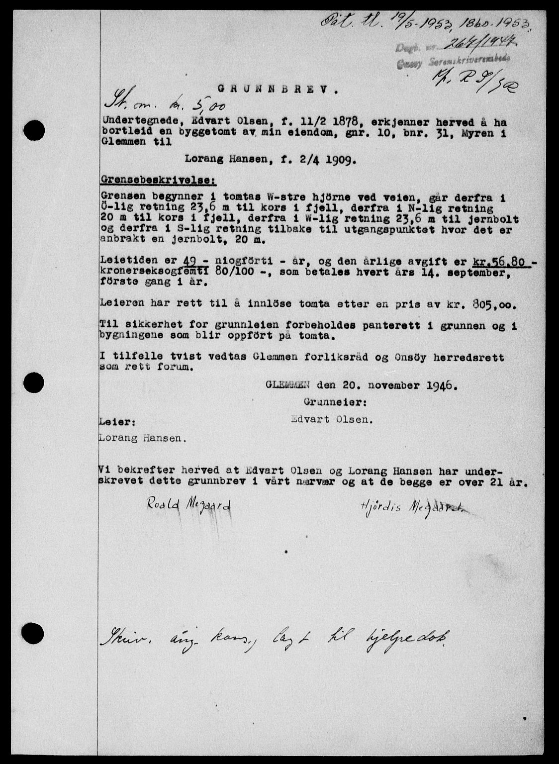 Onsøy sorenskriveri, SAO/A-10474/G/Ga/Gab/L0018: Mortgage book no. II A-18, 1946-1947, Diary no: : 267/1947