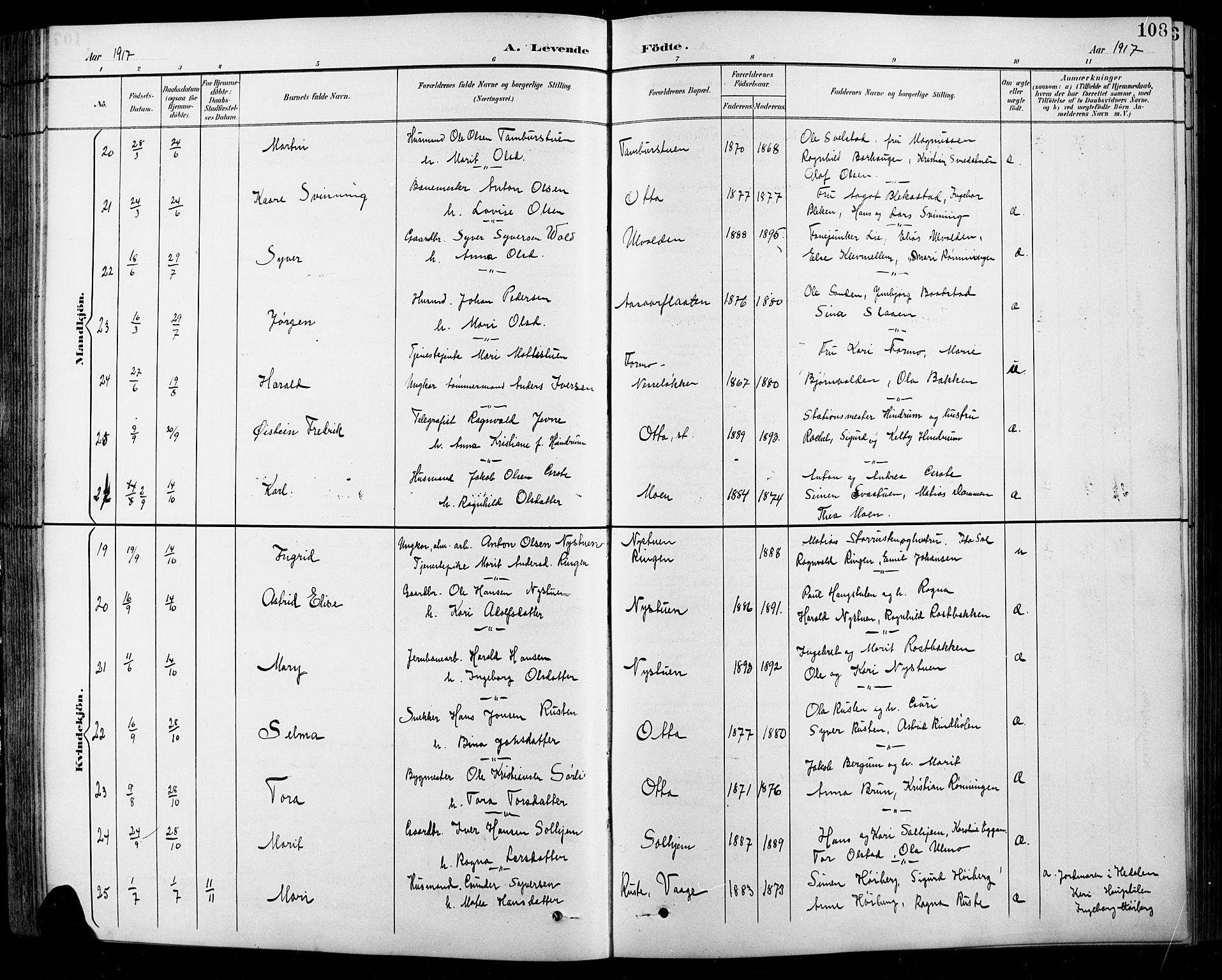 Sel prestekontor, AV/SAH-PREST-074/H/Ha/Hab/L0001: Parish register (copy) no. 1, 1894-1923, p. 108