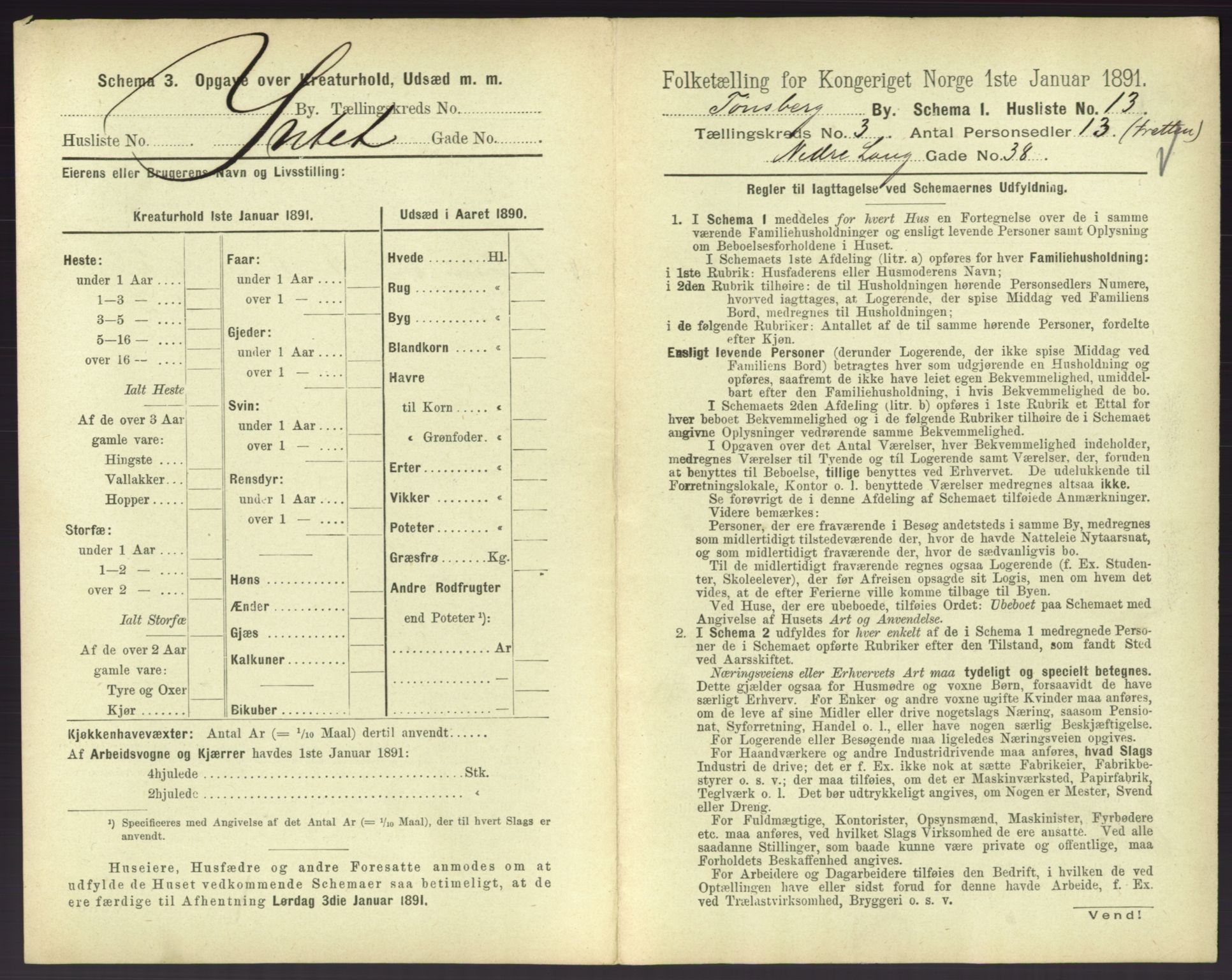 RA, 1891 census for 0705 Tønsberg, 1891, p. 174