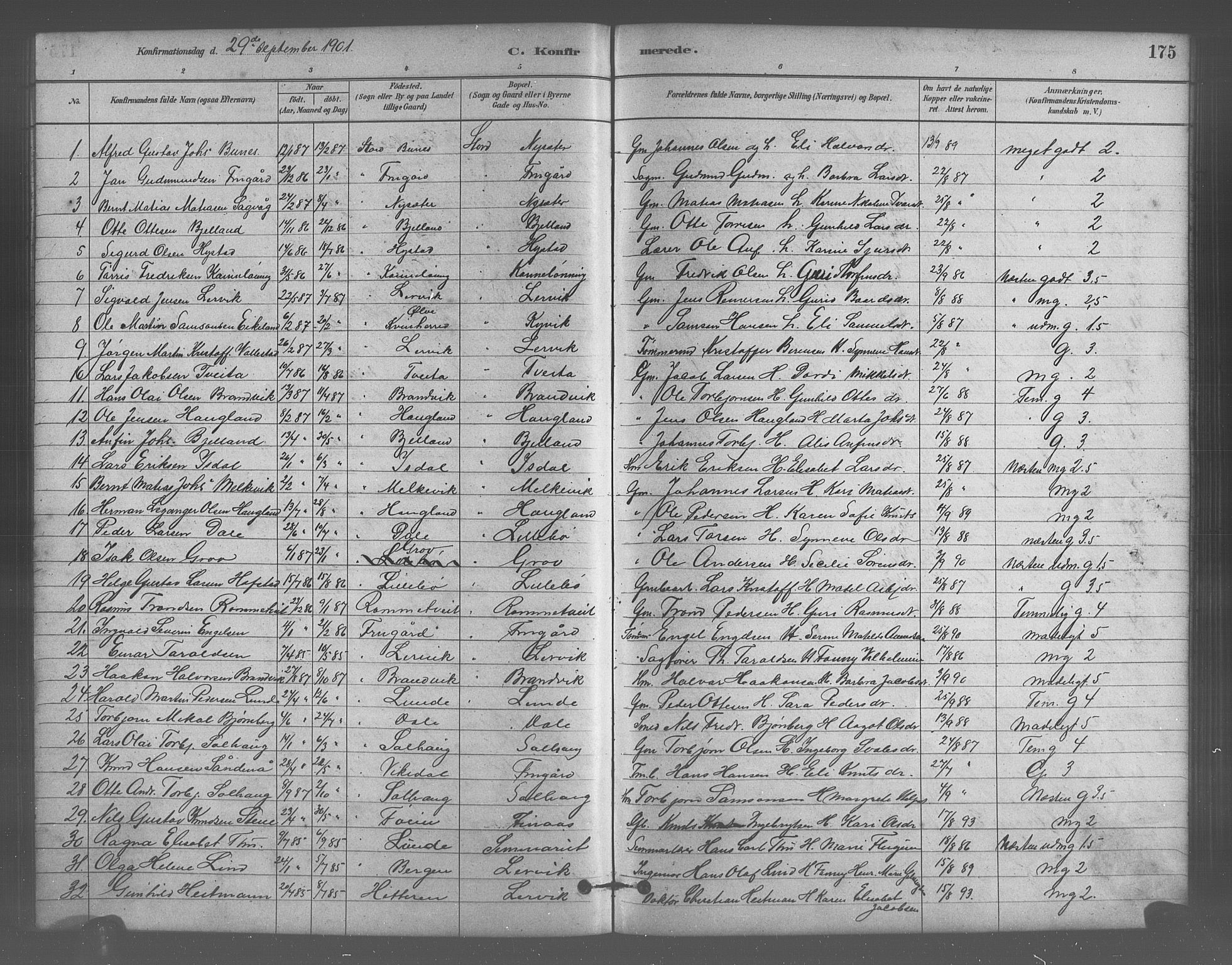 Stord sokneprestembete, SAB/A-78201/H/Hab: Parish register (copy) no. A 2, 1879-1909, p. 175