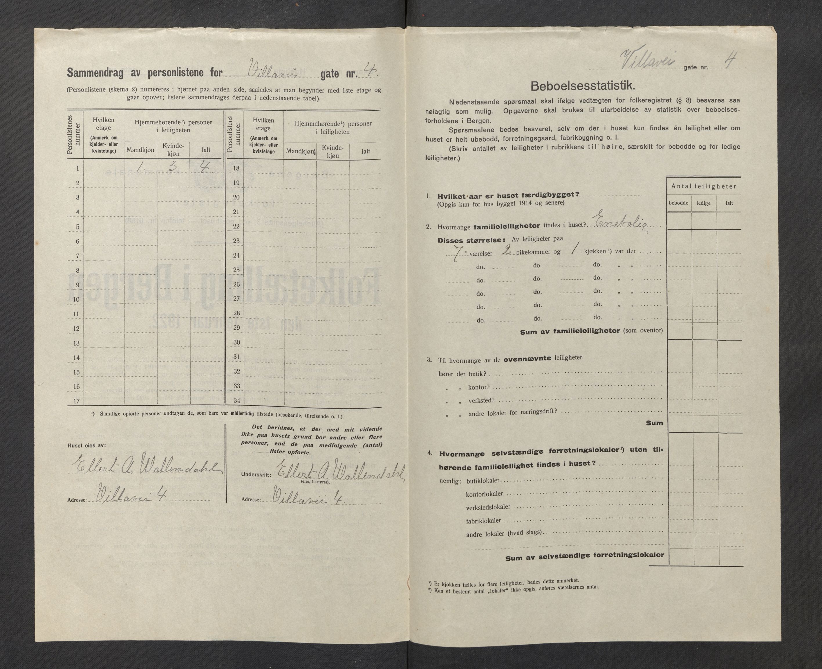 SAB, Municipal Census 1922 for Bergen, 1922, p. 46402