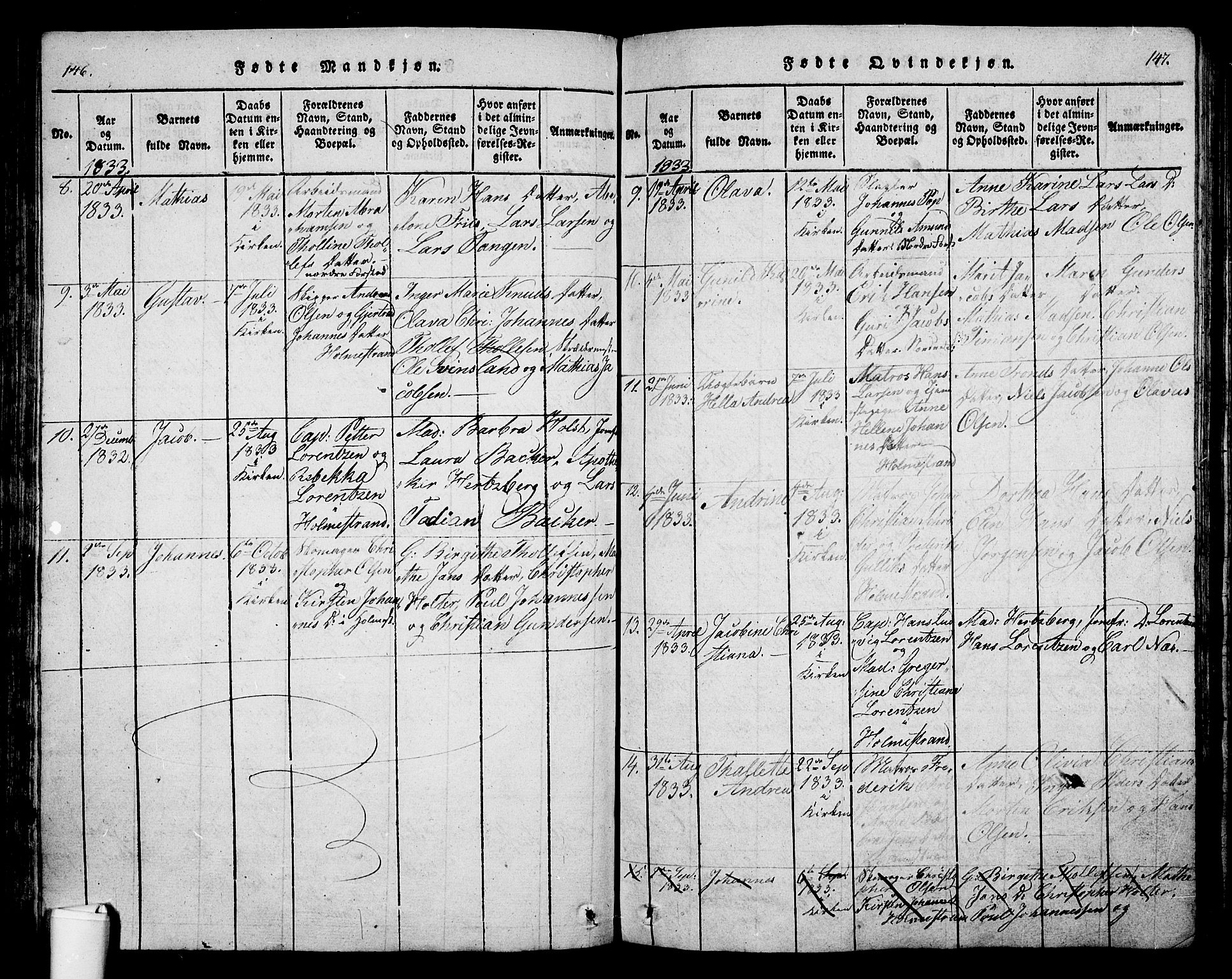 Holmestrand kirkebøker, SAKO/A-346/G/Ga/L0001: Parish register (copy) no. 1, 1814-1848, p. 146-147
