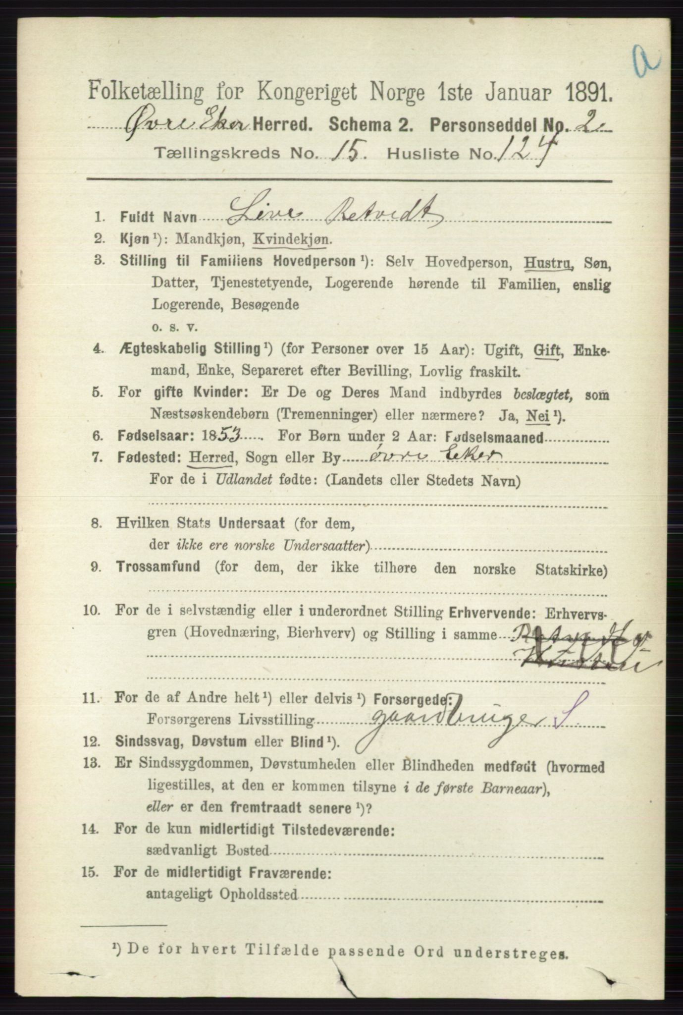 RA, 1891 census for 0624 Øvre Eiker, 1891, p. 7621