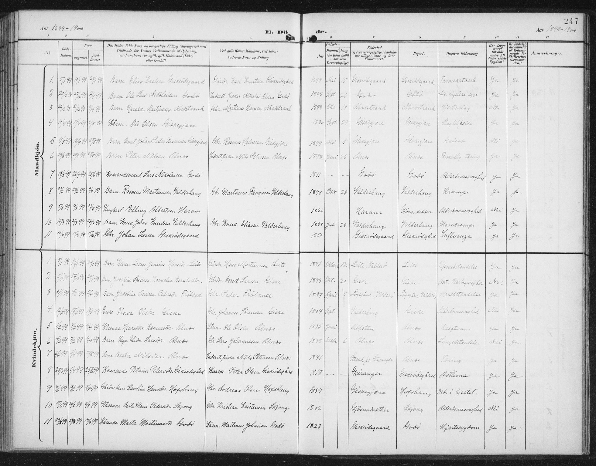 Ministerialprotokoller, klokkerbøker og fødselsregistre - Møre og Romsdal, AV/SAT-A-1454/534/L0489: Parish register (copy) no. 534C01, 1899-1941, p. 247