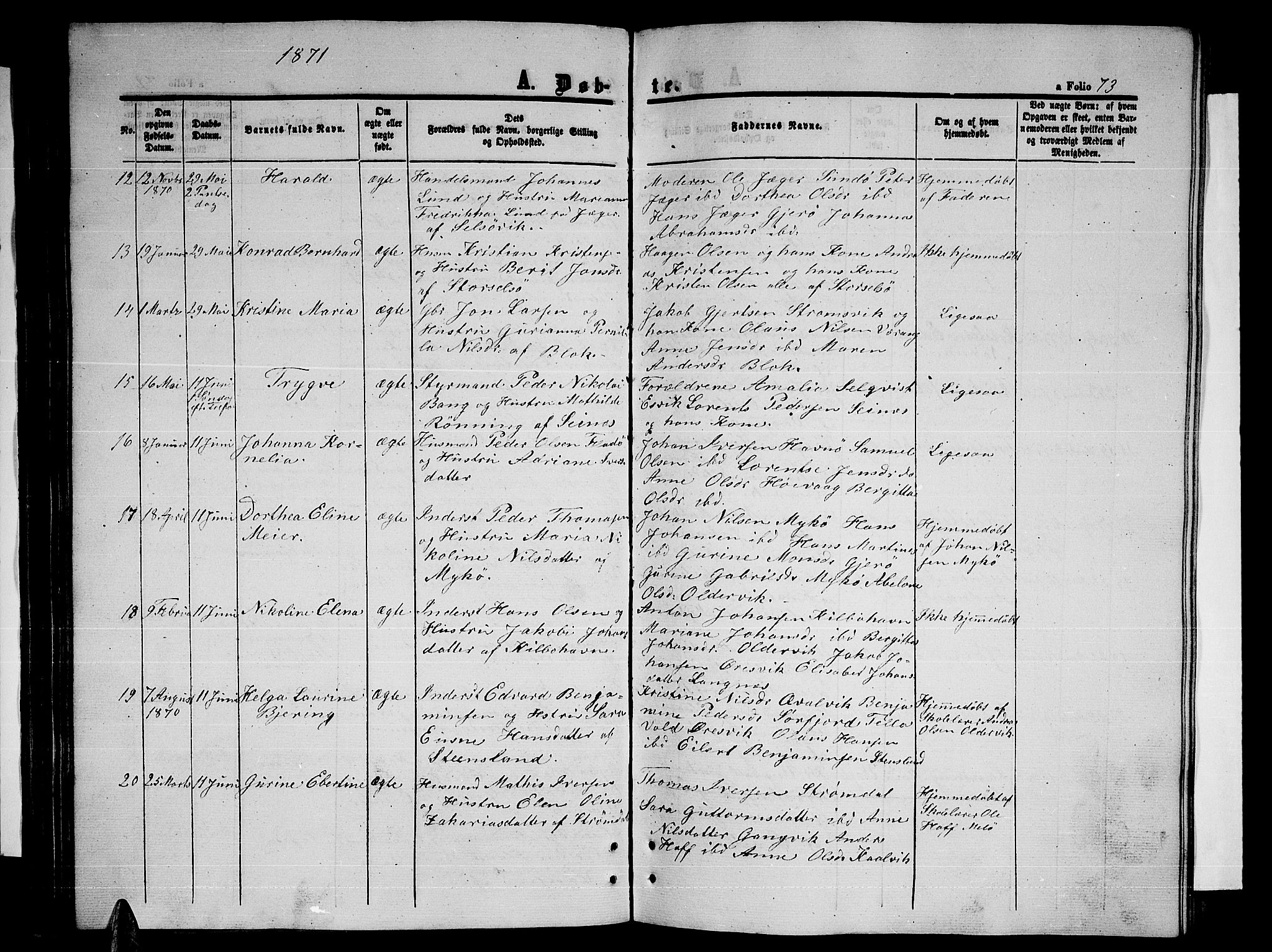 Ministerialprotokoller, klokkerbøker og fødselsregistre - Nordland, SAT/A-1459/841/L0619: Parish register (copy) no. 841C03, 1856-1876, p. 73