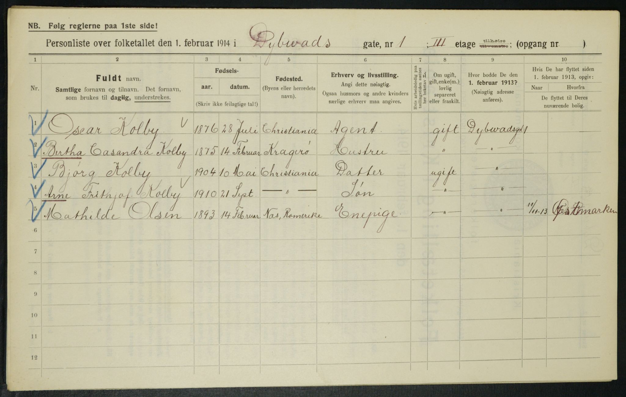 OBA, Municipal Census 1914 for Kristiania, 1914, p. 17625