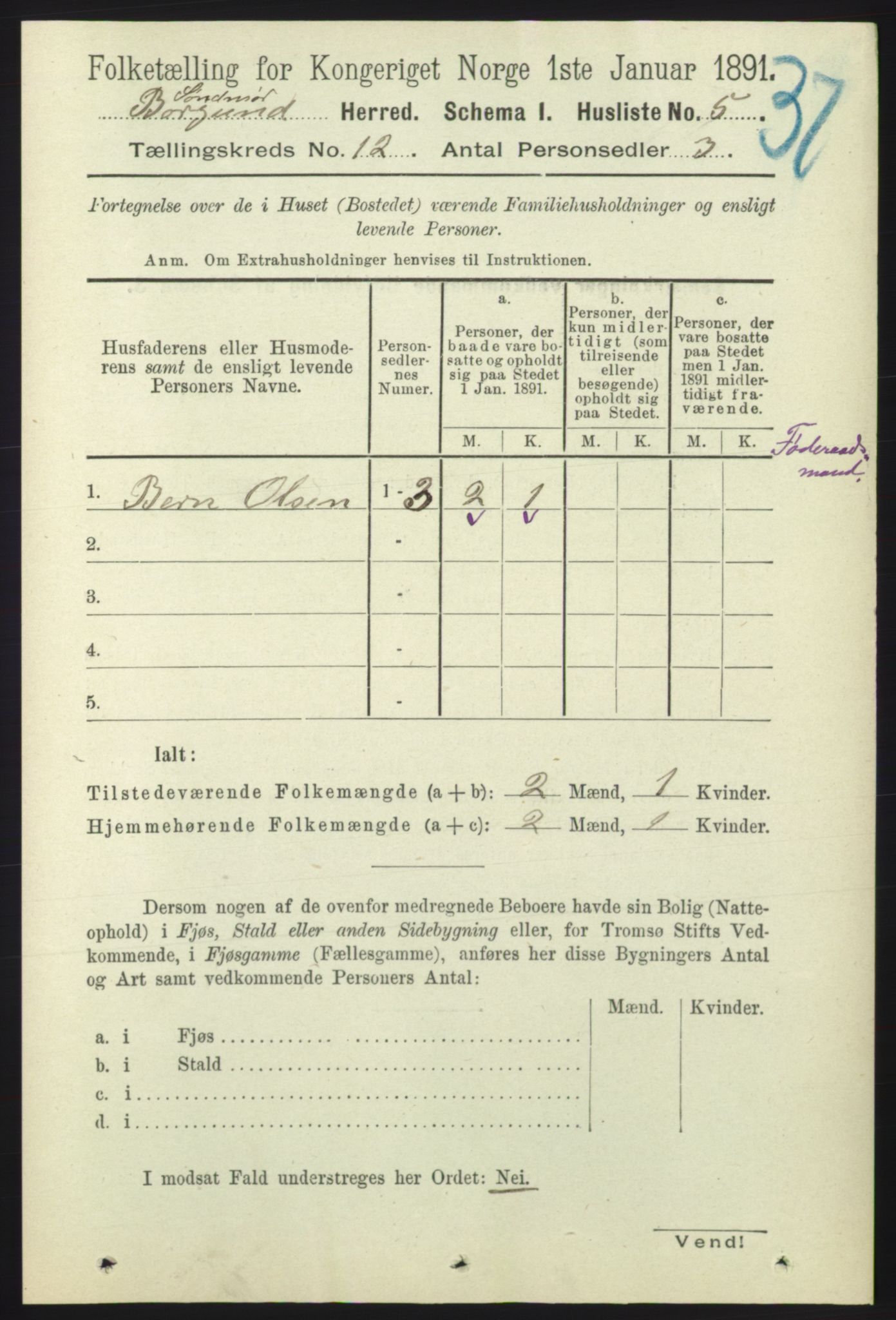 RA, 1891 census for 1531 Borgund, 1891, p. 3144