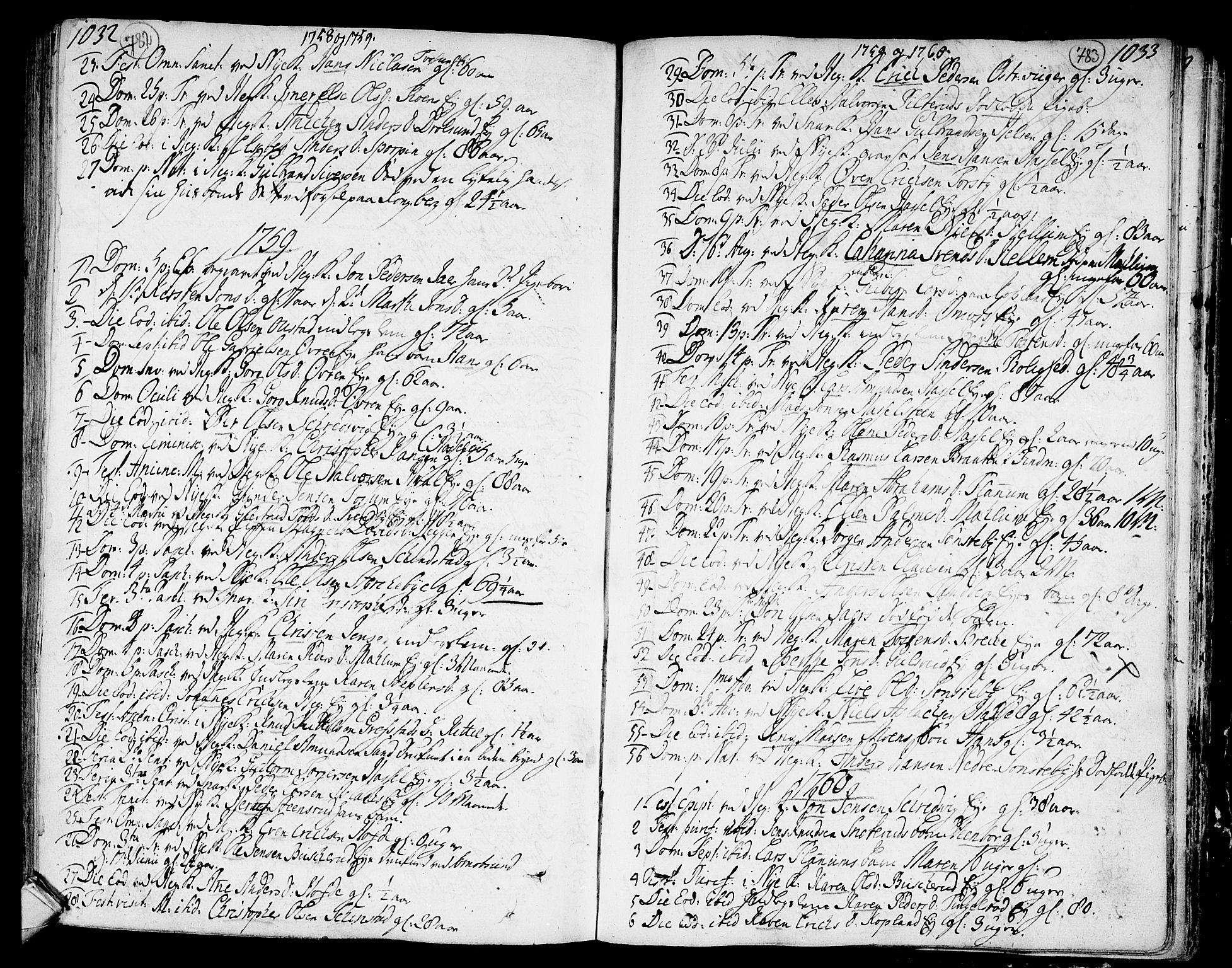 Modum kirkebøker, AV/SAKO-A-234/F/Fa/L0002: Parish register (official) no. 2, 1741-1782, p. 782-783