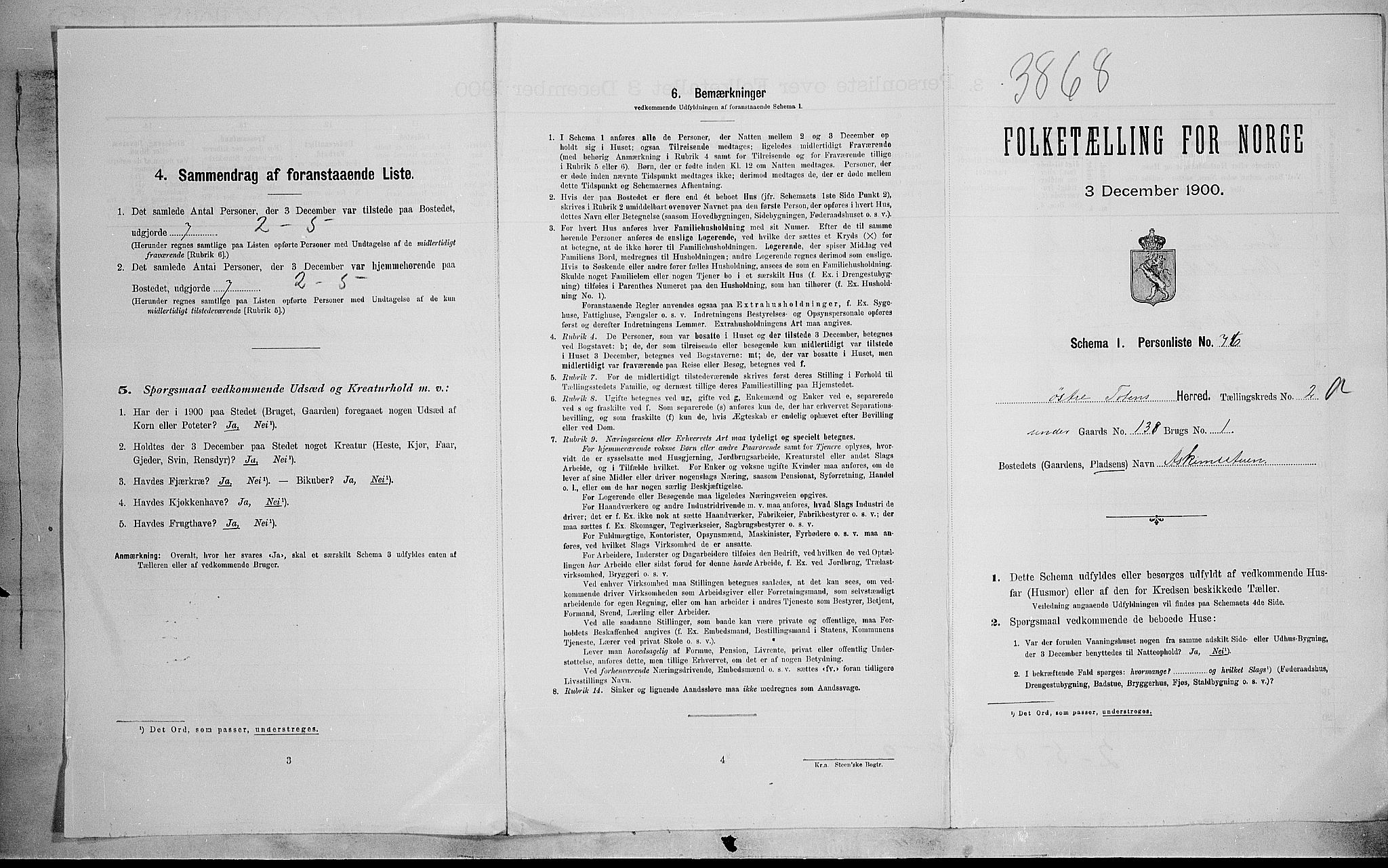 SAH, 1900 census for Østre Toten, 1900, p. 494