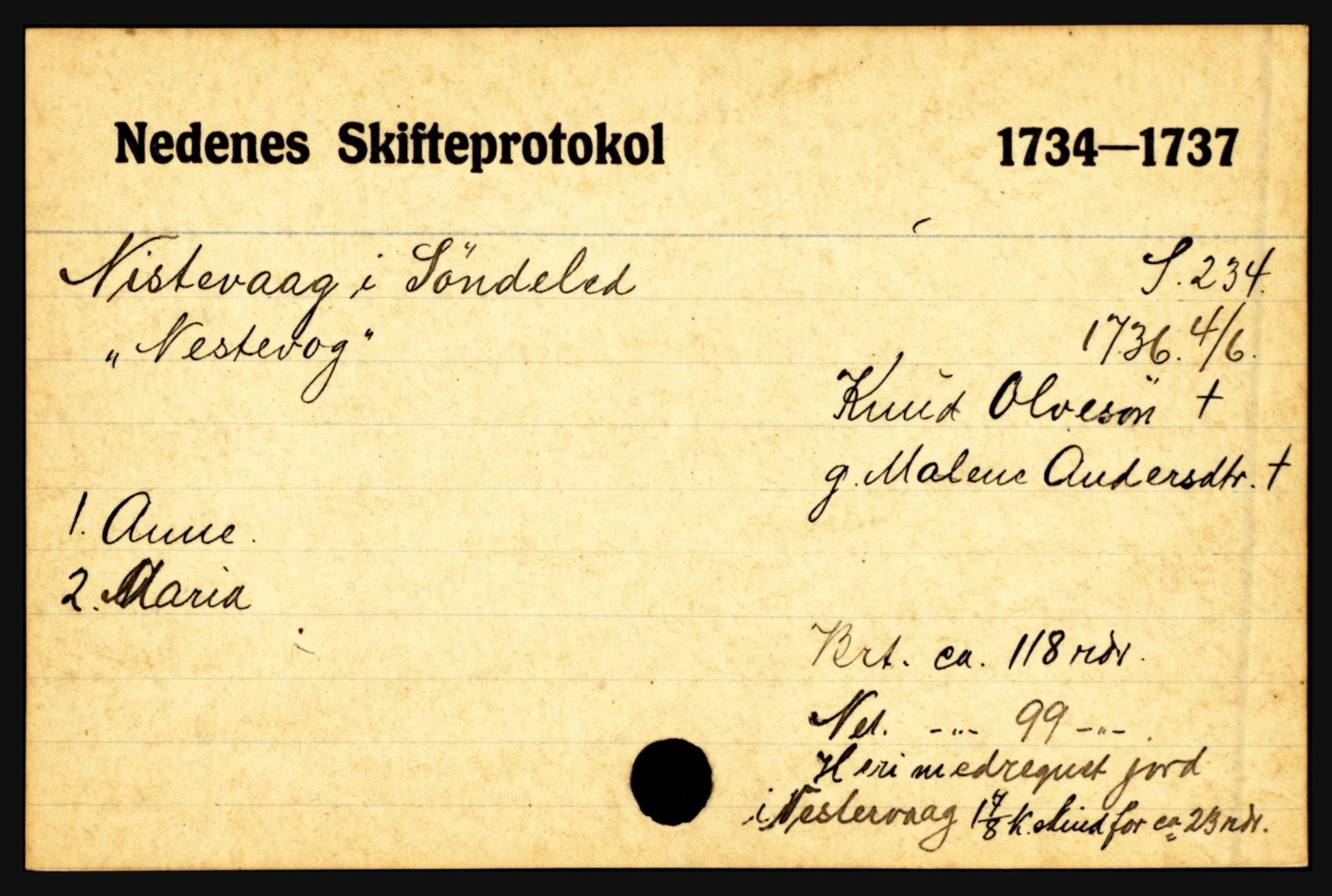 Nedenes sorenskriveri før 1824, AV/SAK-1221-0007/H, p. 22291