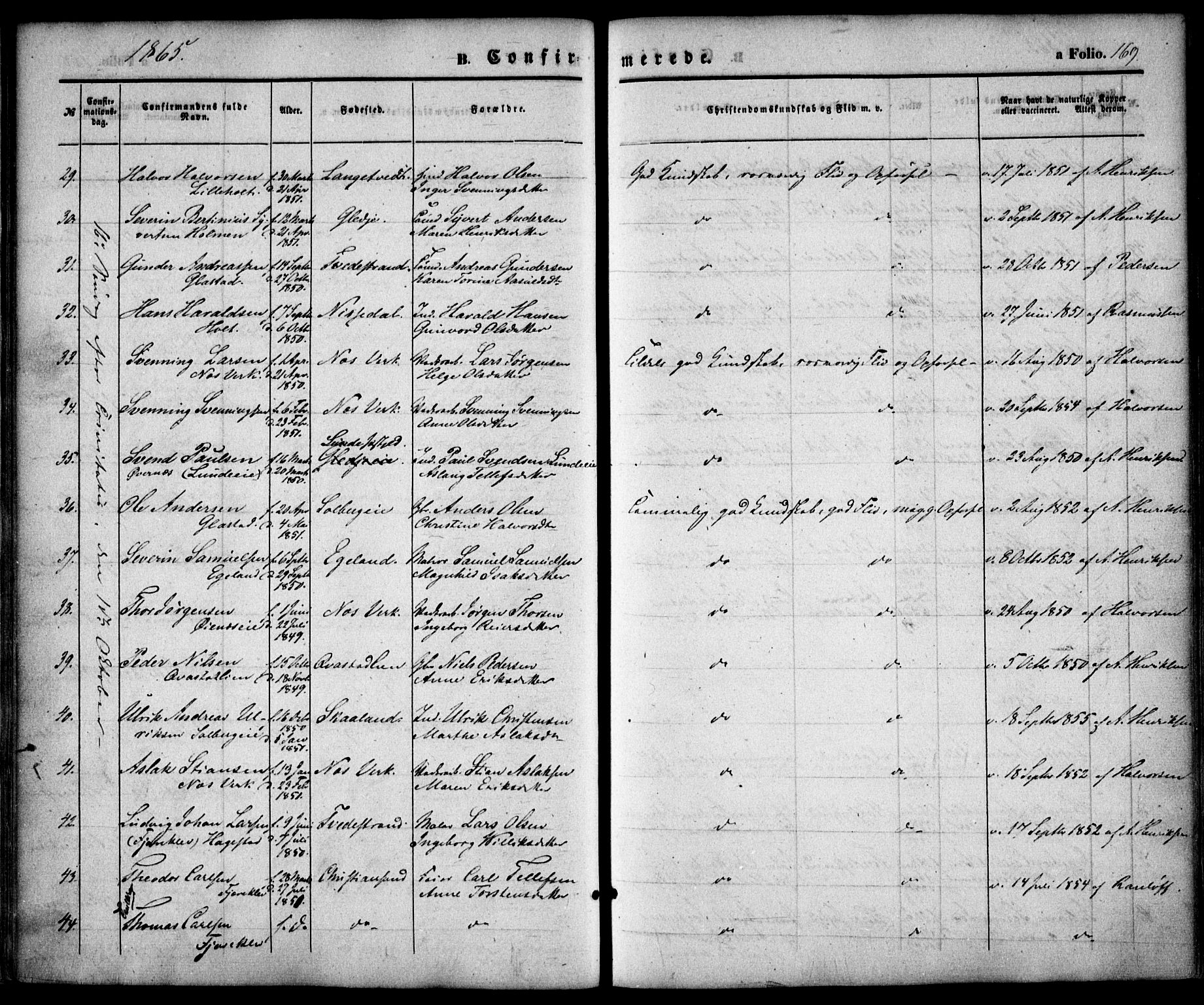 Holt sokneprestkontor, AV/SAK-1111-0021/F/Fa/L0009: Parish register (official) no. A 9, 1861-1871, p. 169