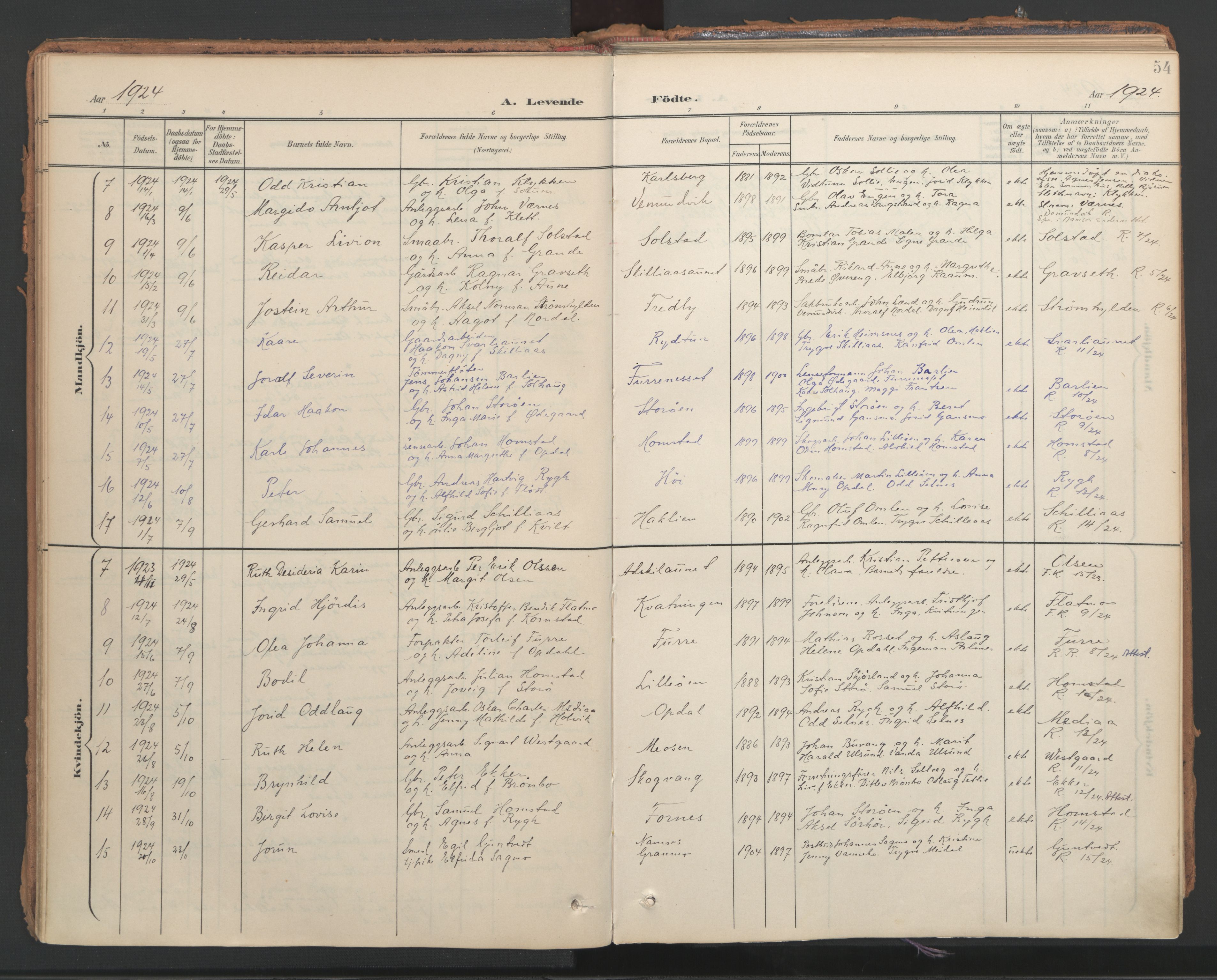 Ministerialprotokoller, klokkerbøker og fødselsregistre - Nord-Trøndelag, SAT/A-1458/766/L0564: Parish register (official) no. 767A02, 1900-1932, p. 54