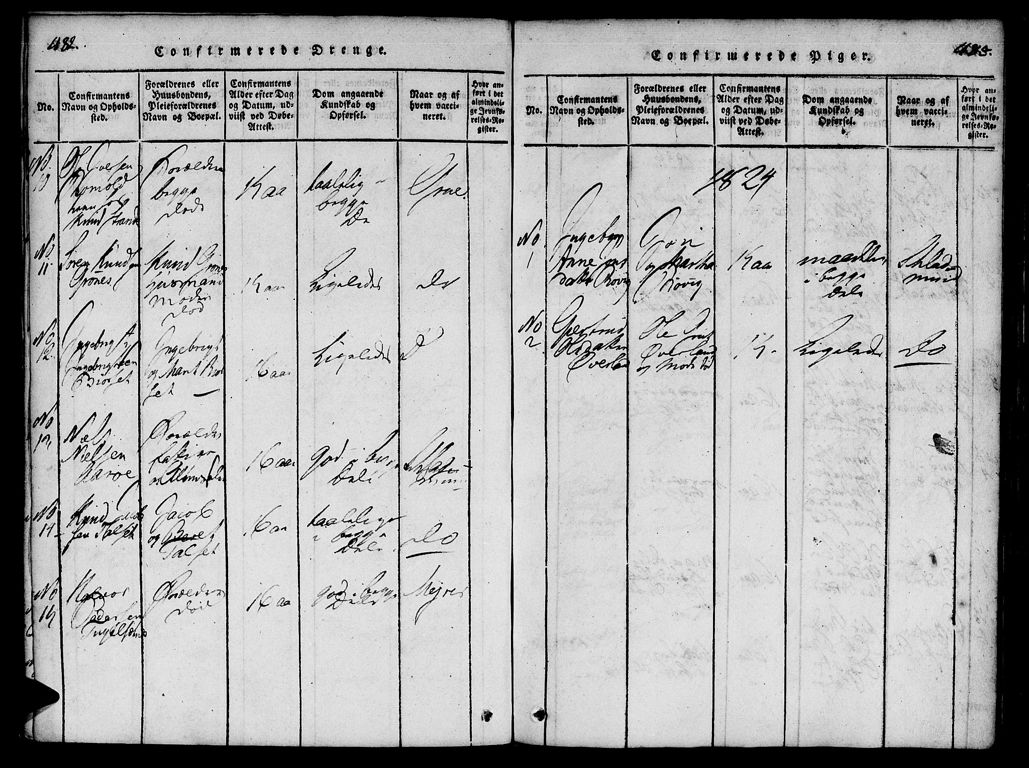 Ministerialprotokoller, klokkerbøker og fødselsregistre - Møre og Romsdal, SAT/A-1454/555/L0652: Parish register (official) no. 555A03, 1817-1843, p. 482-483