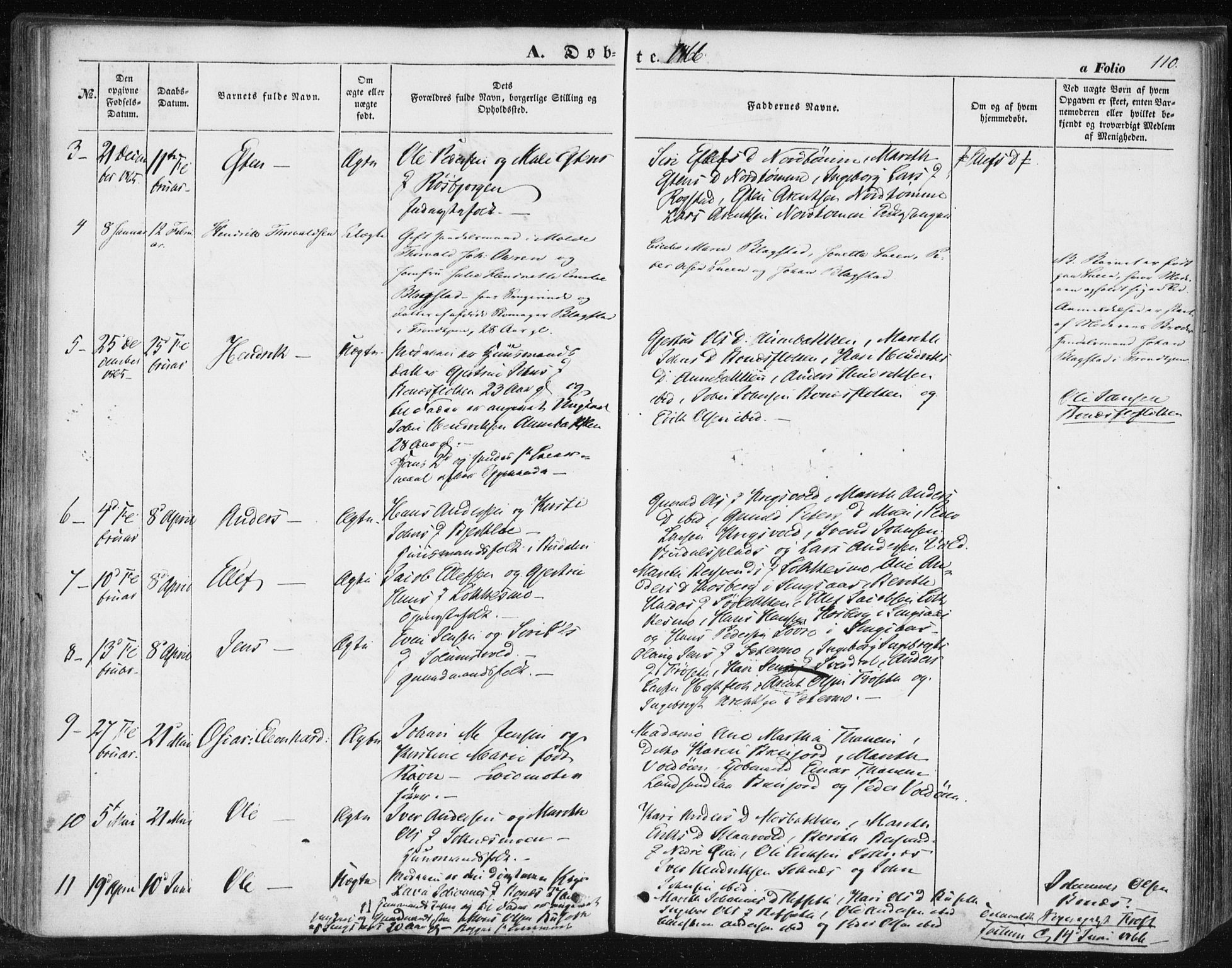 Ministerialprotokoller, klokkerbøker og fødselsregistre - Sør-Trøndelag, SAT/A-1456/687/L1000: Parish register (official) no. 687A06, 1848-1869, p. 110