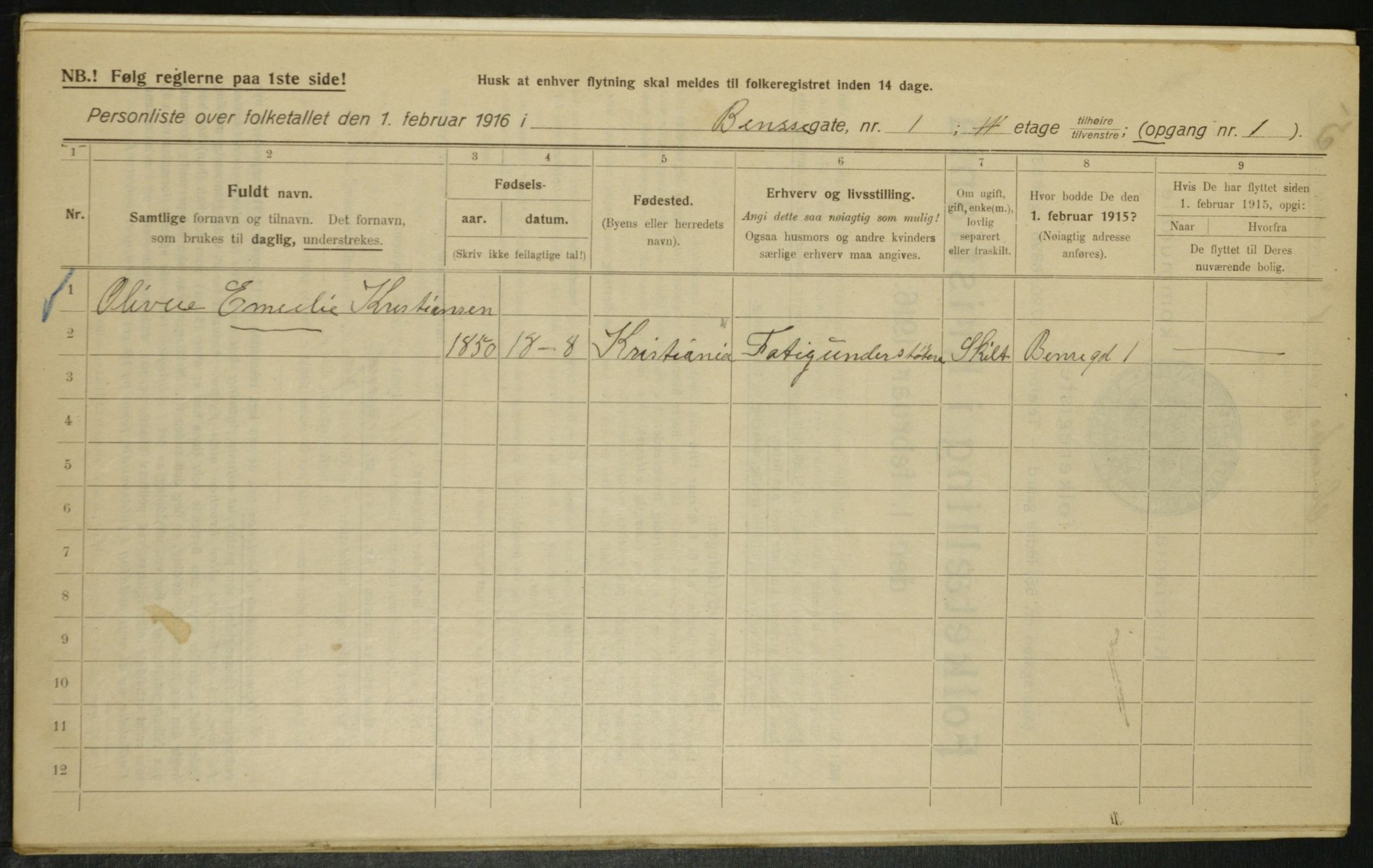 OBA, Municipal Census 1916 for Kristiania, 1916, p. 3570