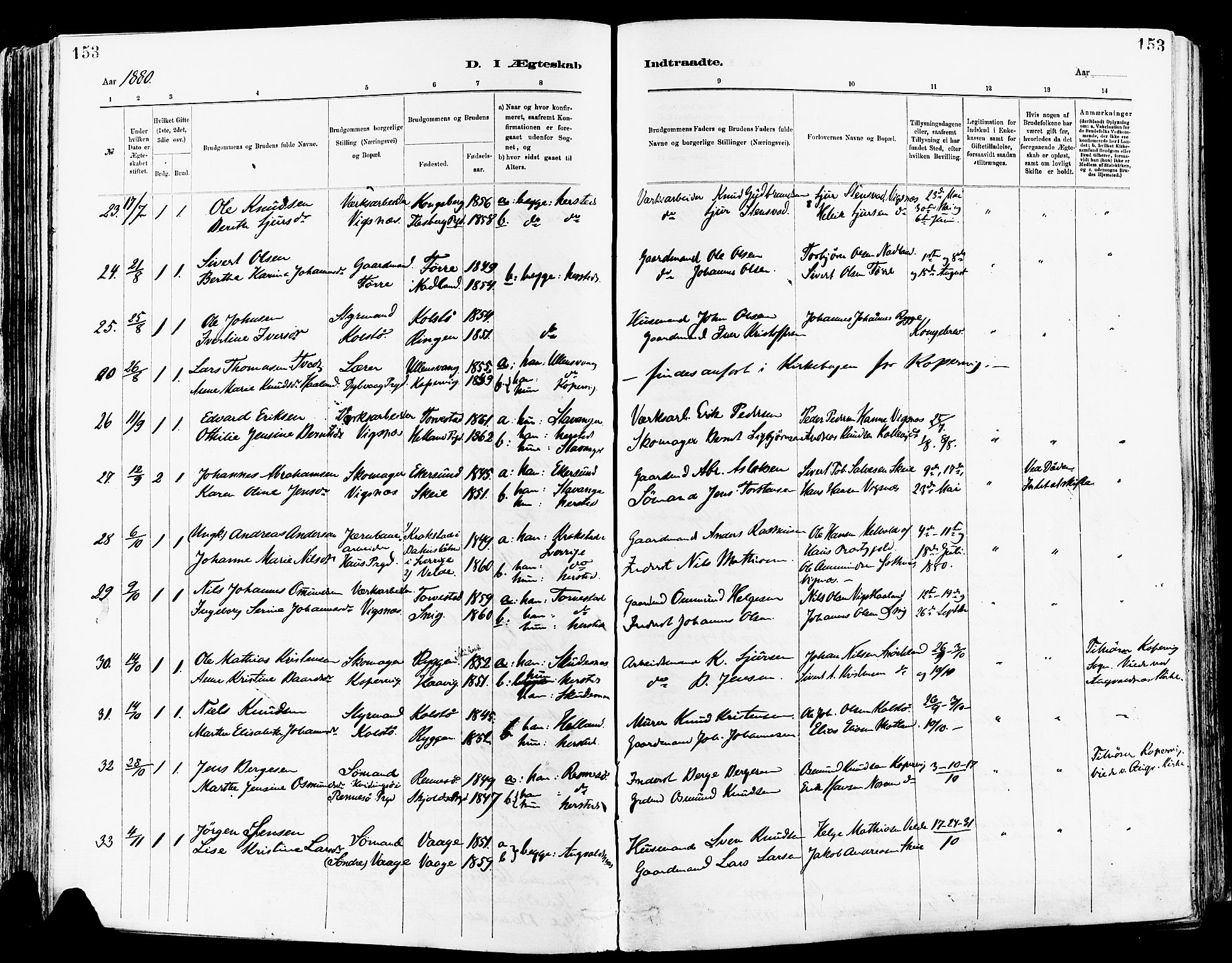 Avaldsnes sokneprestkontor, AV/SAST-A -101851/H/Ha/Haa/L0015: Parish register (official) no. A 15, 1880-1906, p. 153