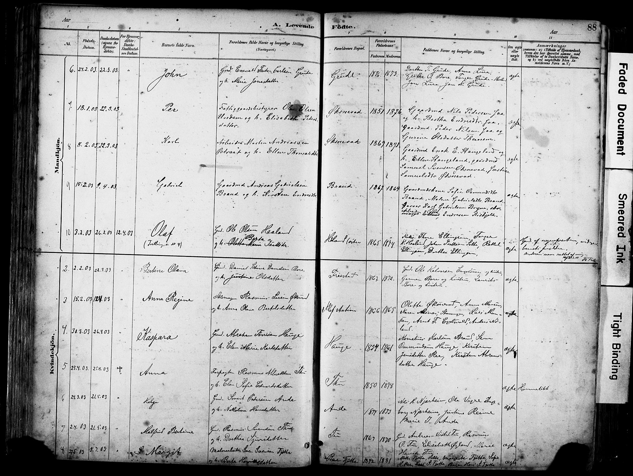Klepp sokneprestkontor, SAST/A-101803/001/3/30BA/L0009: Parish register (official) no. A 7, 1886-1915, p. 88