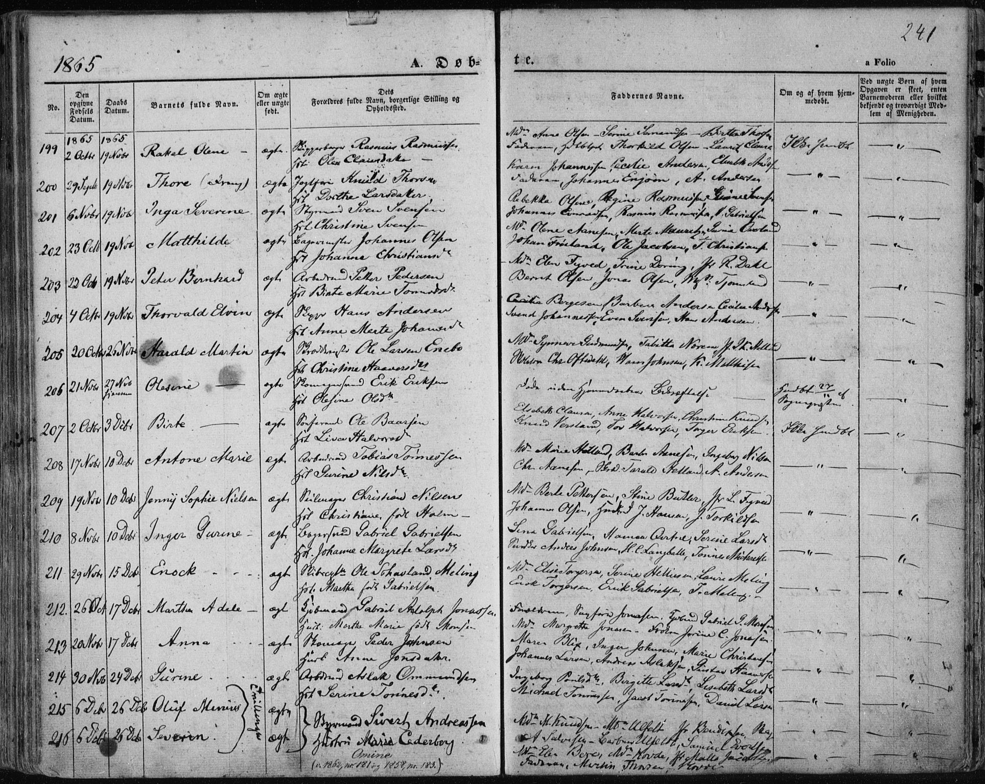 Domkirken sokneprestkontor, SAST/A-101812/001/30/30BA/L0017: Parish register (official) no. A 16, 1855-1867, p. 241