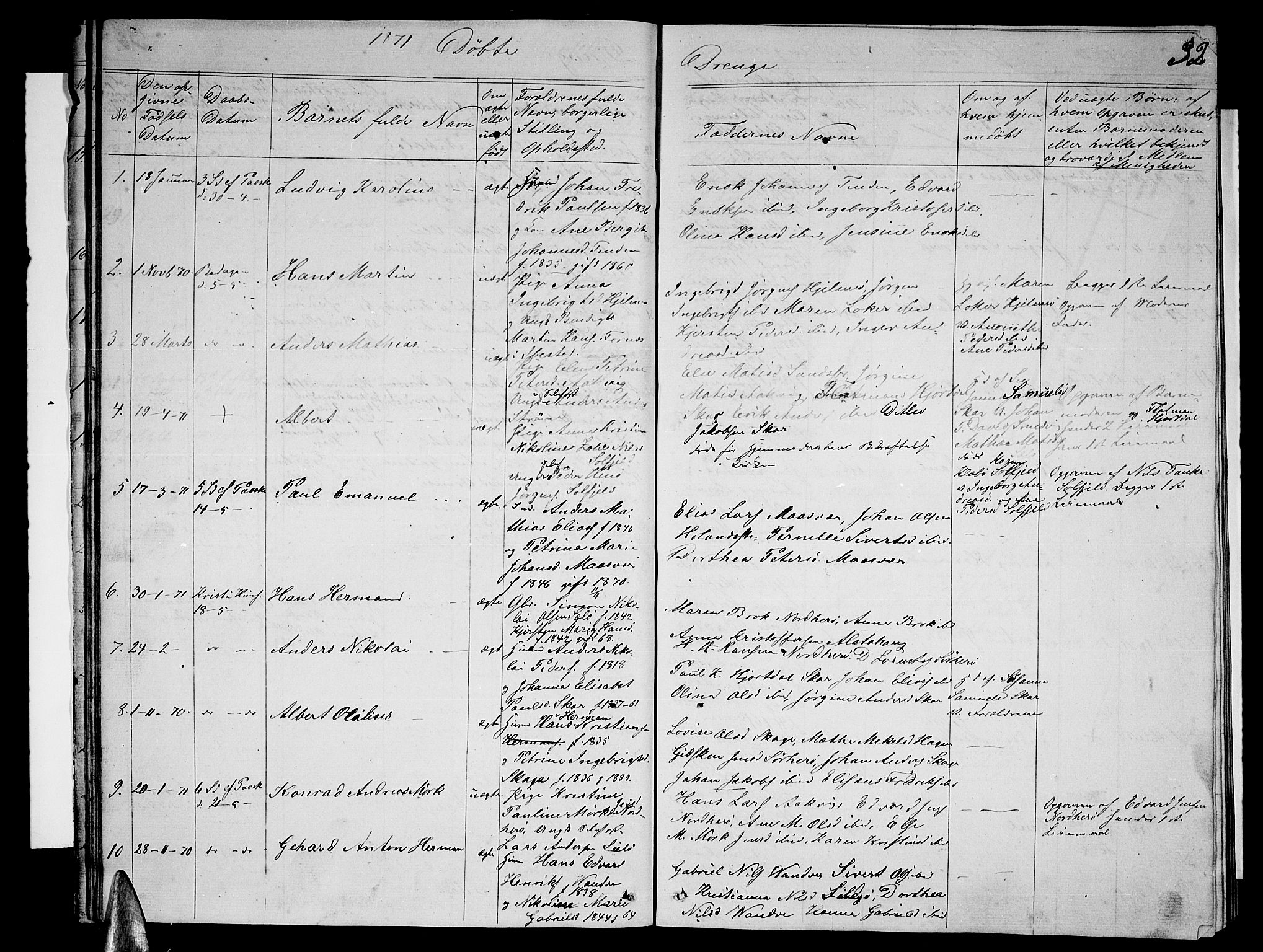 Ministerialprotokoller, klokkerbøker og fødselsregistre - Nordland, AV/SAT-A-1459/834/L0512: Parish register (copy) no. 834C03, 1862-1877, p. 32