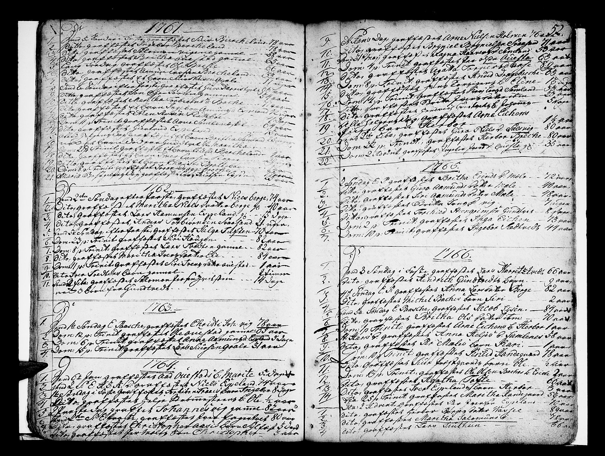 Strandebarm sokneprestembete, SAB/A-78401/H/Haa: Parish register (official) no. A 3 /2, 1751-1787, p. 52