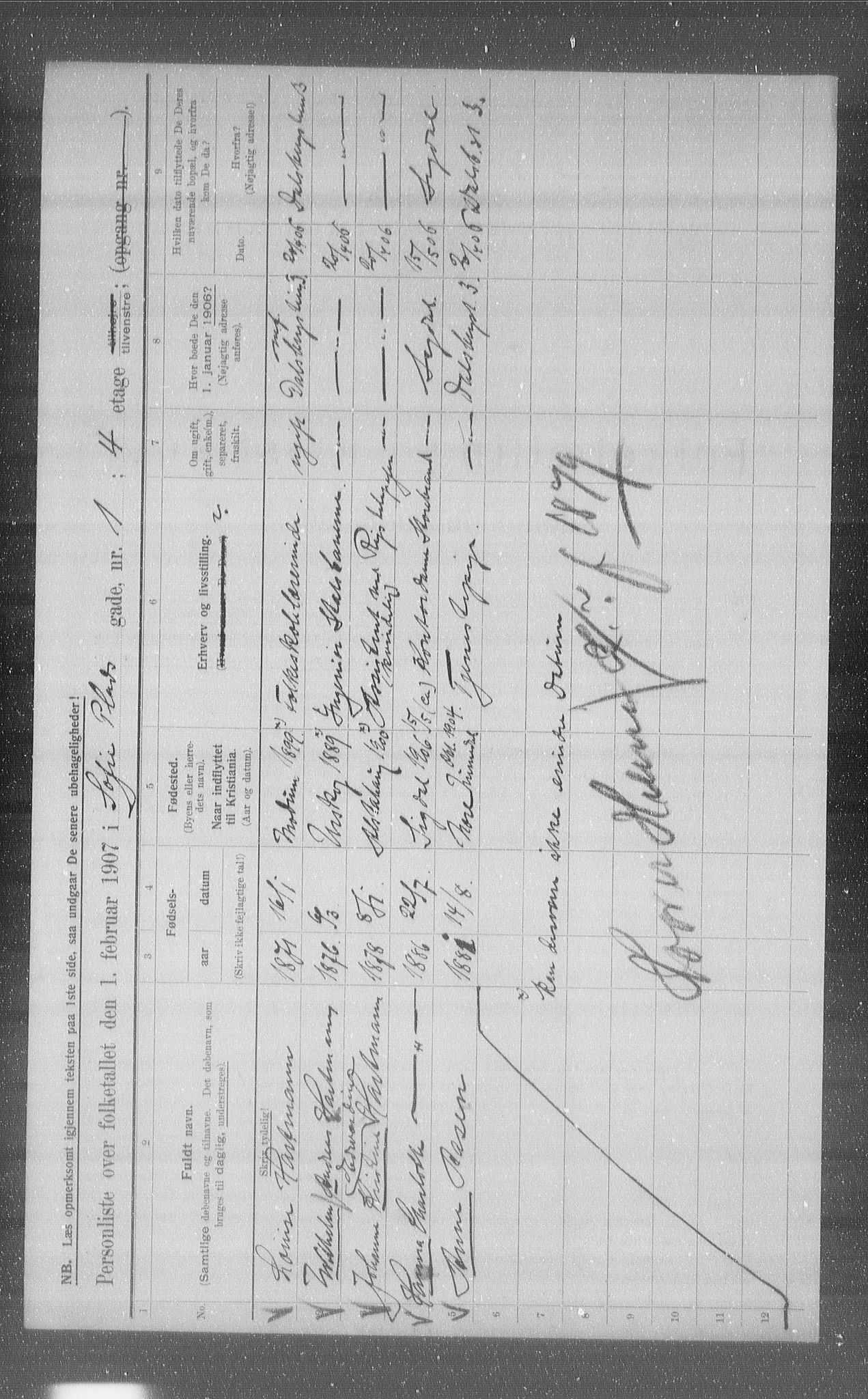 OBA, Municipal Census 1907 for Kristiania, 1907, p. 50752