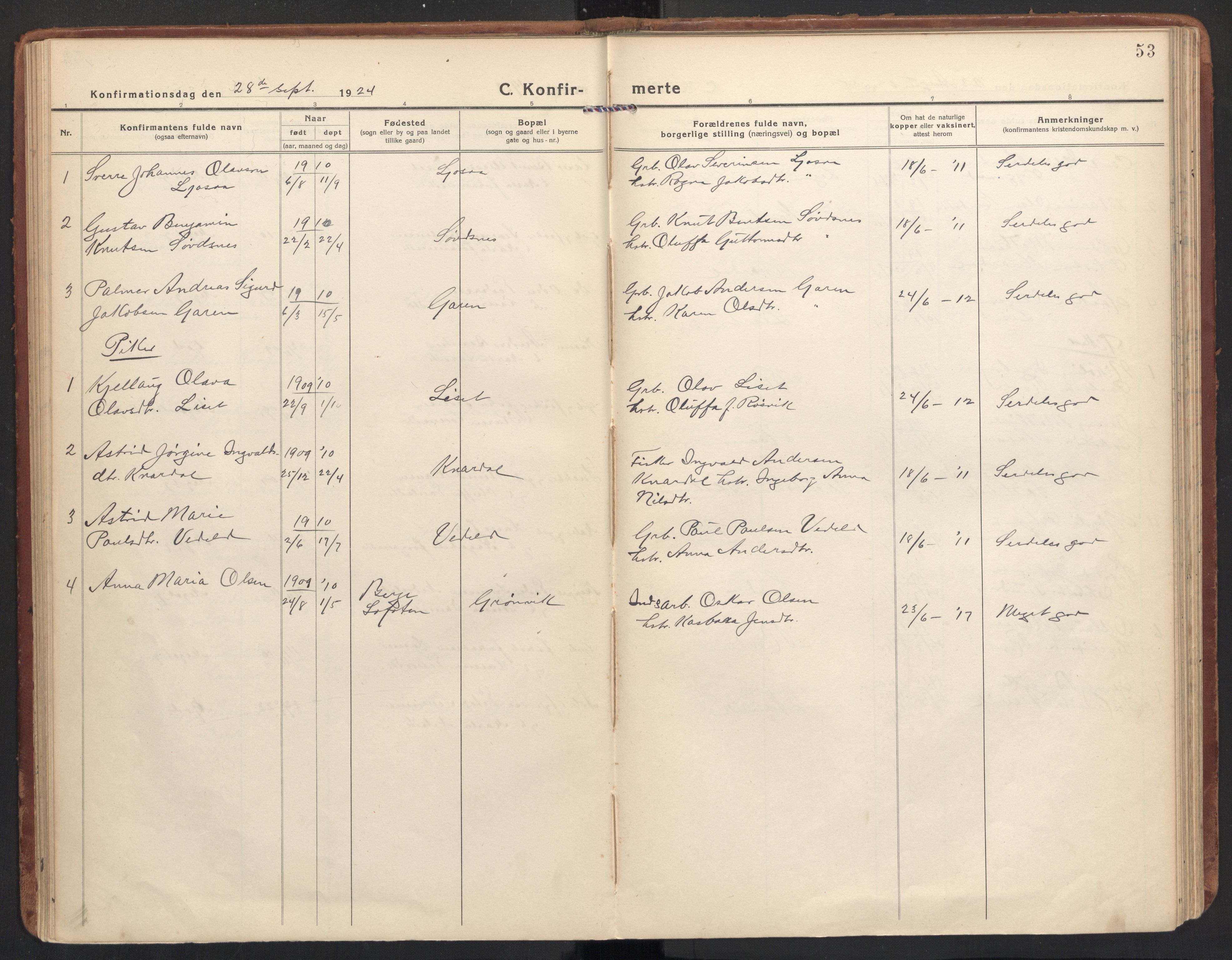 Ministerialprotokoller, klokkerbøker og fødselsregistre - Møre og Romsdal, AV/SAT-A-1454/504/L0058: Parish register (official) no. 504A05, 1920-1940, p. 53