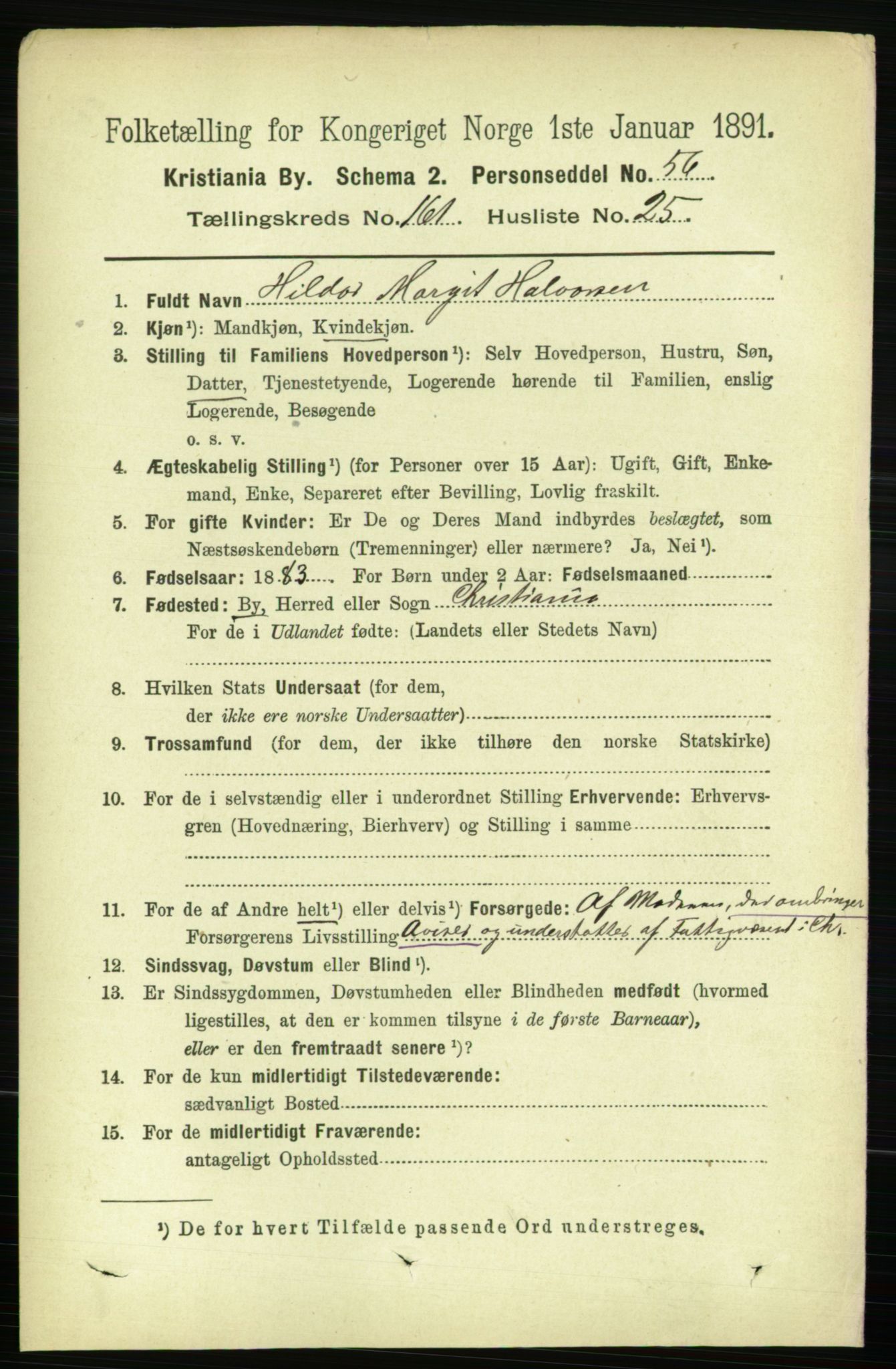 RA, 1891 census for 0301 Kristiania, 1891, p. 92511